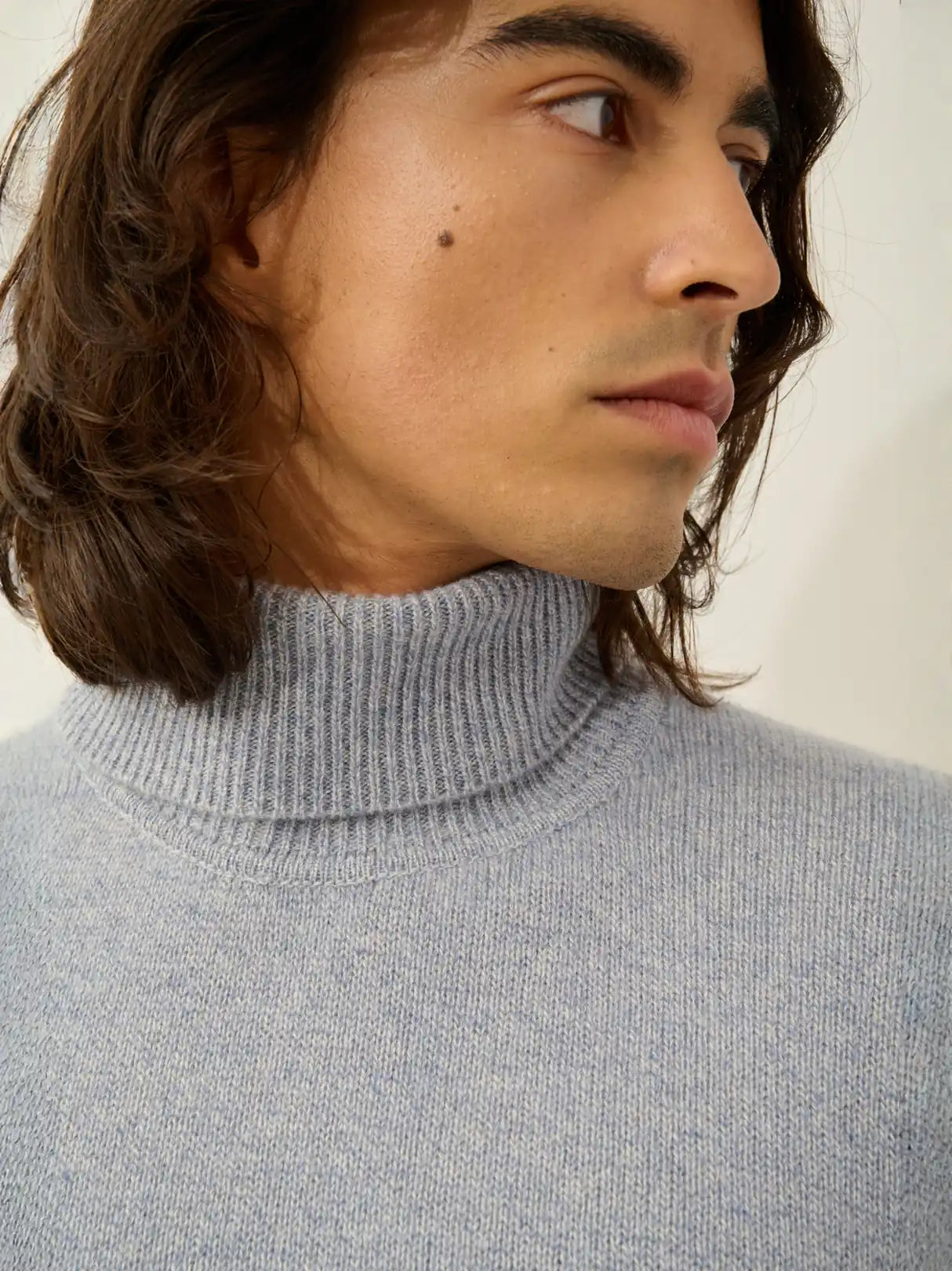 MARTIN sweater turtleneck 4 ply ivory blue