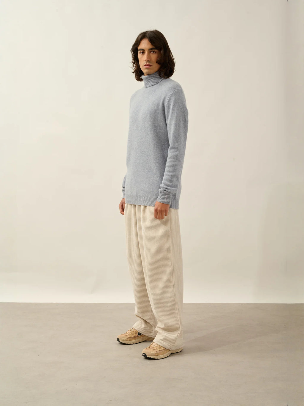 MARTIN sweater turtleneck 4 ply ivory blue