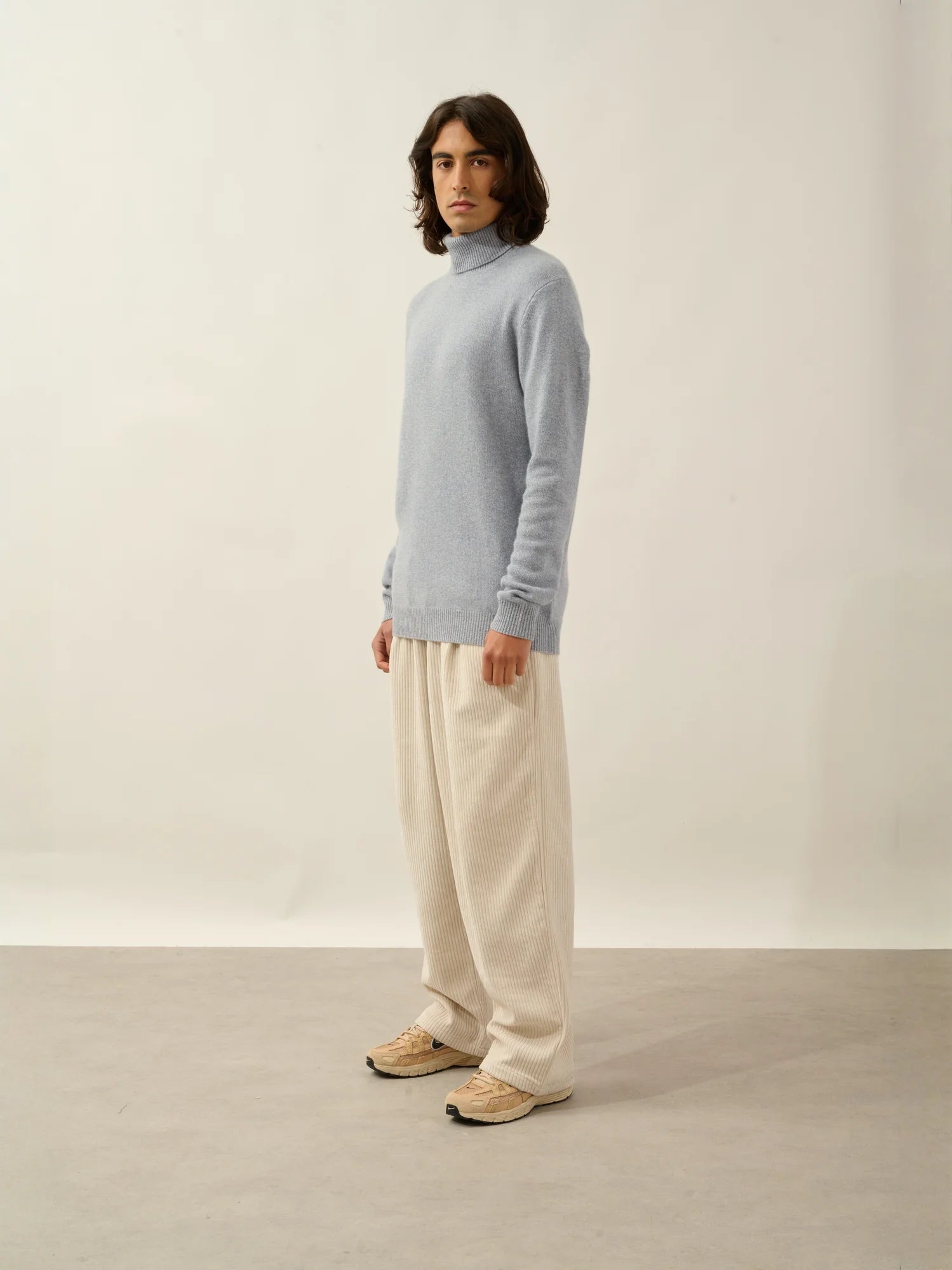 MARTIN sweater turtleneck 4 ply ivory blue