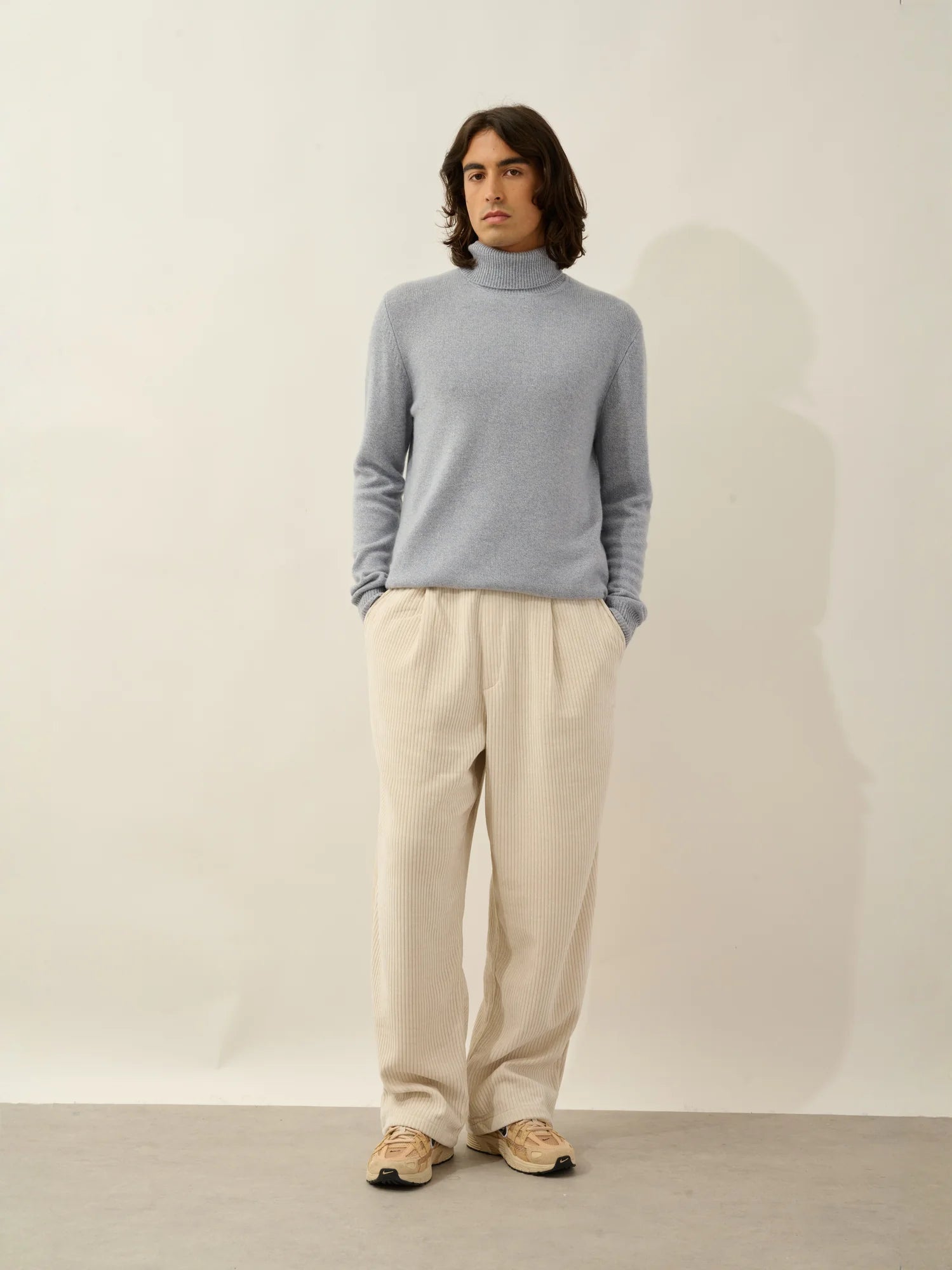 MARTIN sweater turtleneck 4 ply ivory blue