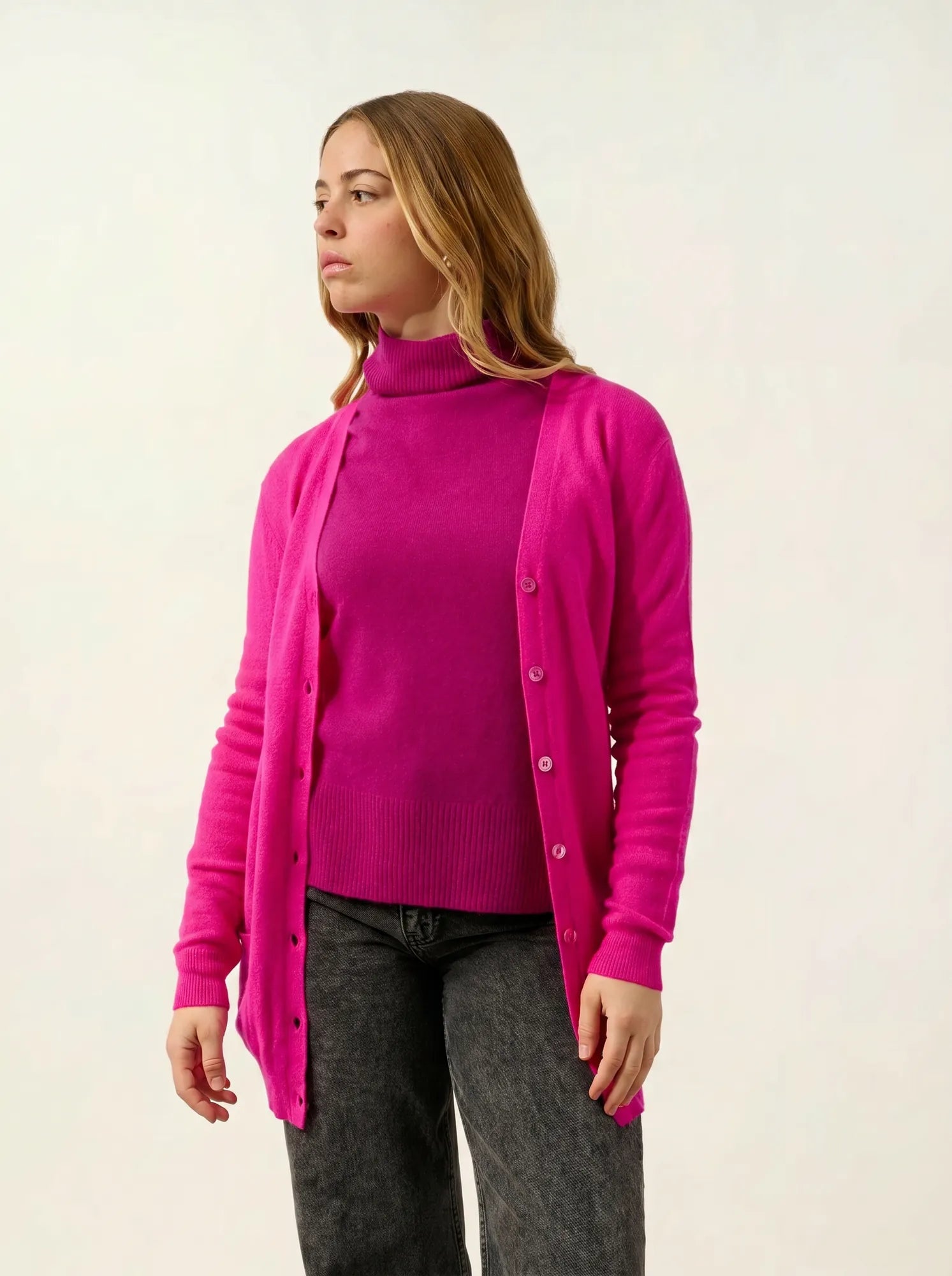 CIMET strickjacke v-ausschnitt magenta fuchsia