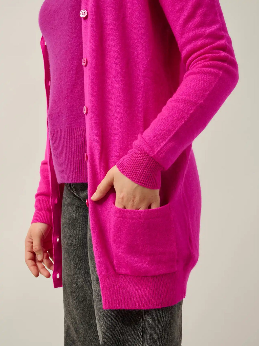CIMET strickjacke v-ausschnitt magenta fuchsia