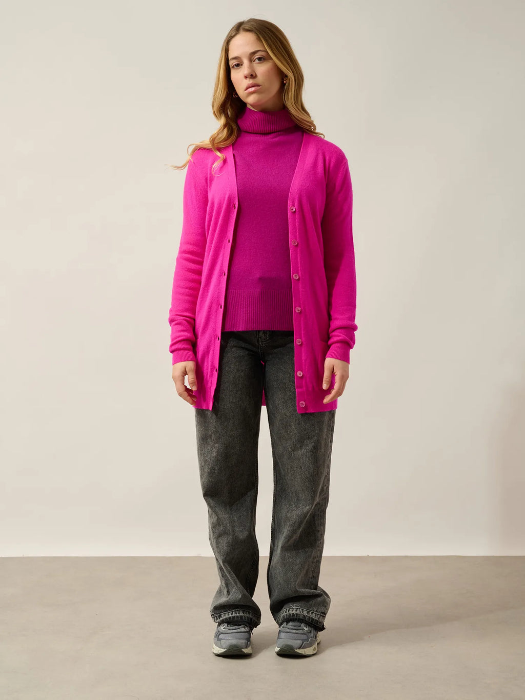 CIMET strickjacke v-ausschnitt magenta fuchsia