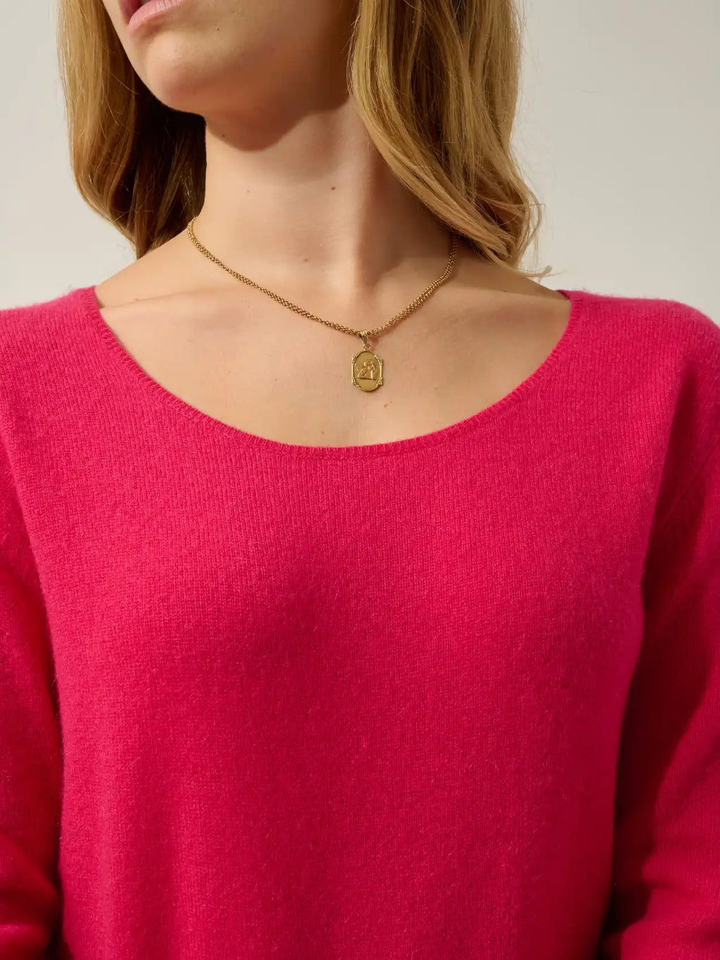 LANFON sweater crew neck magenta red