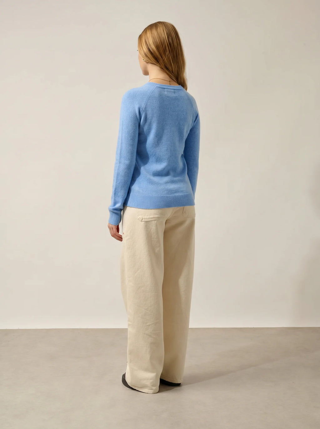 ETRET Pullover Rundhalsausschnitt Babyblau meliert
