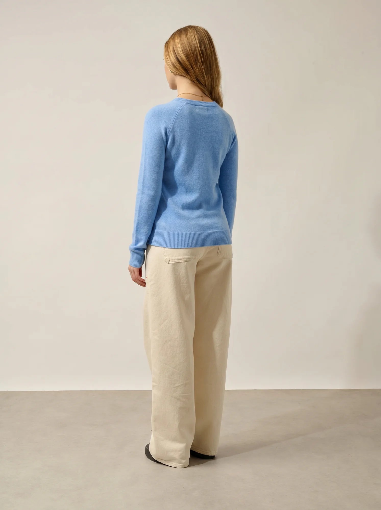 ETRET Pullover Rundhalsausschnitt Babyblau meliert