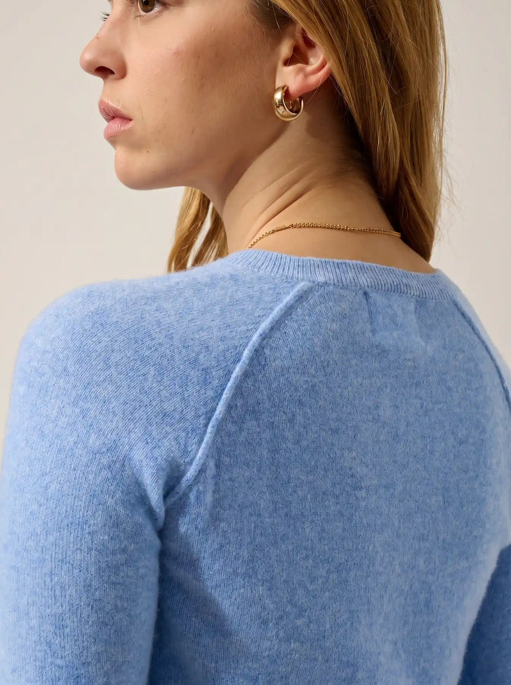ETRET Pullover Rundhalsausschnitt Babyblau meliert