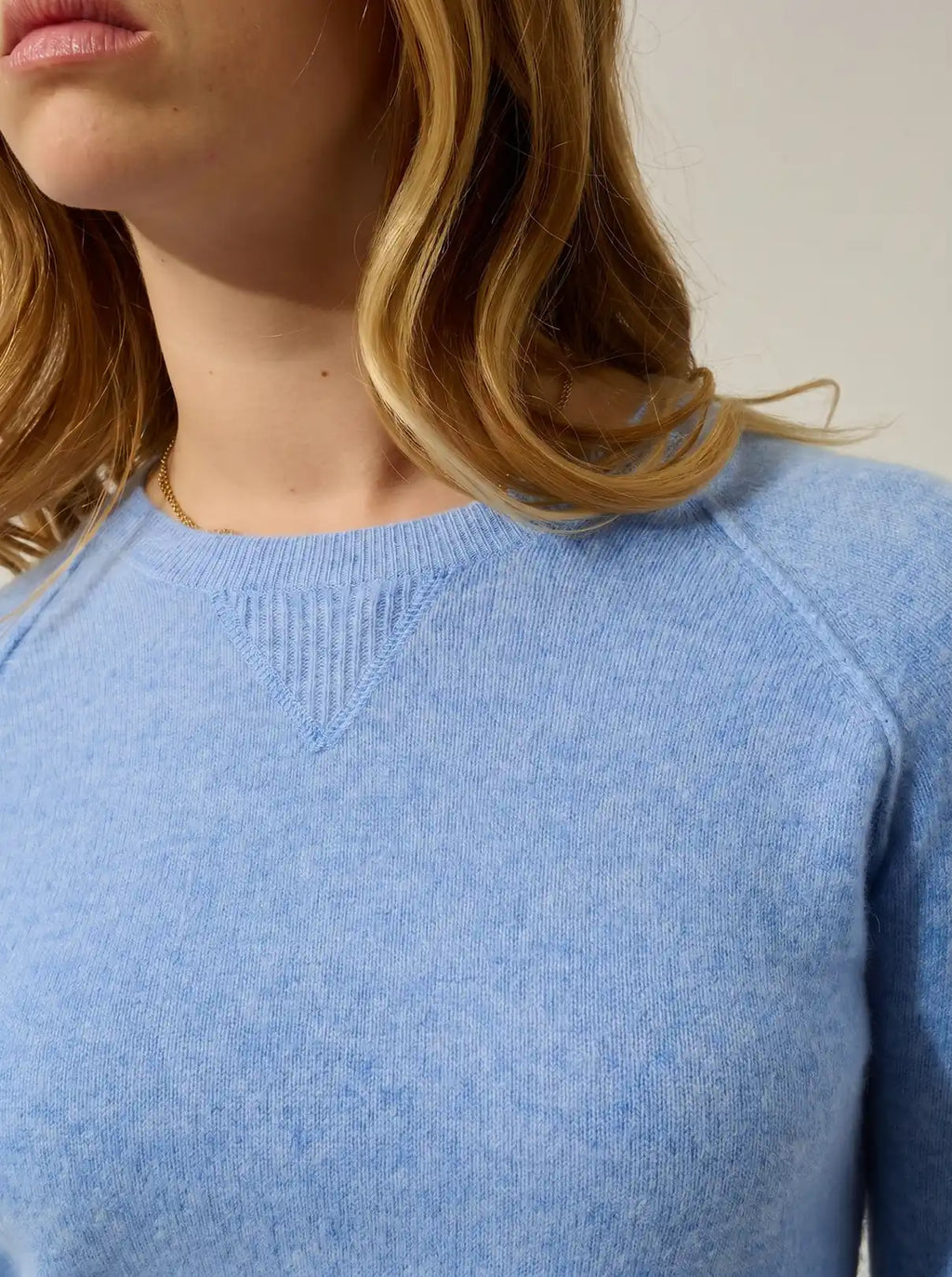 ETRET Pullover Rundhalsausschnitt Babyblau meliert