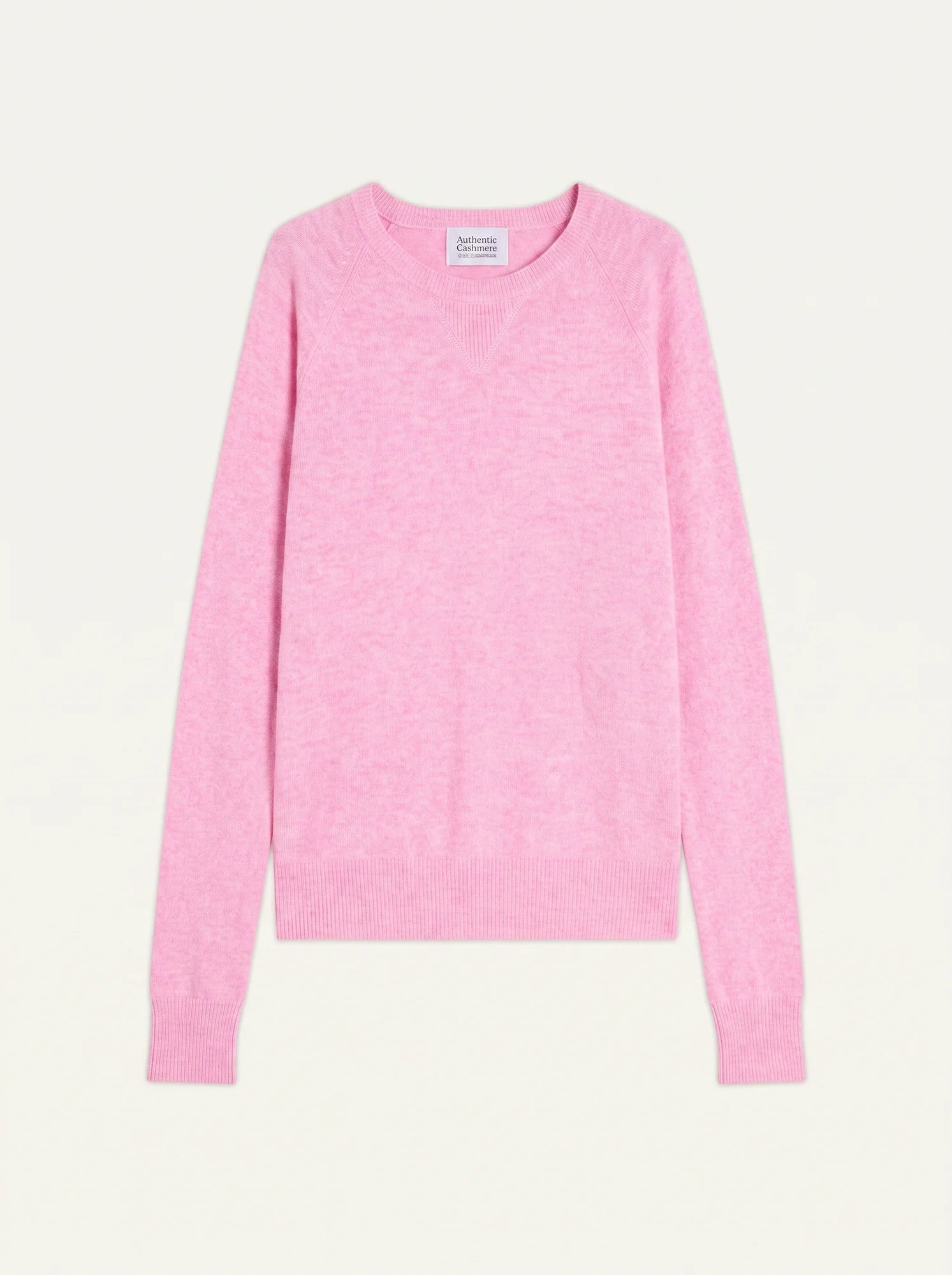 ETRET pullover rundhalsausschnitt rosa meliert neon