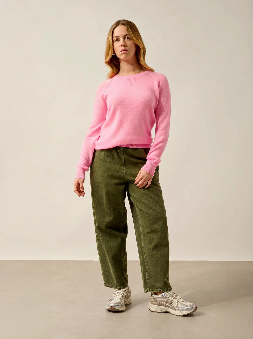 ETRET pullover rundhalsausschnitt rosa meliert neon