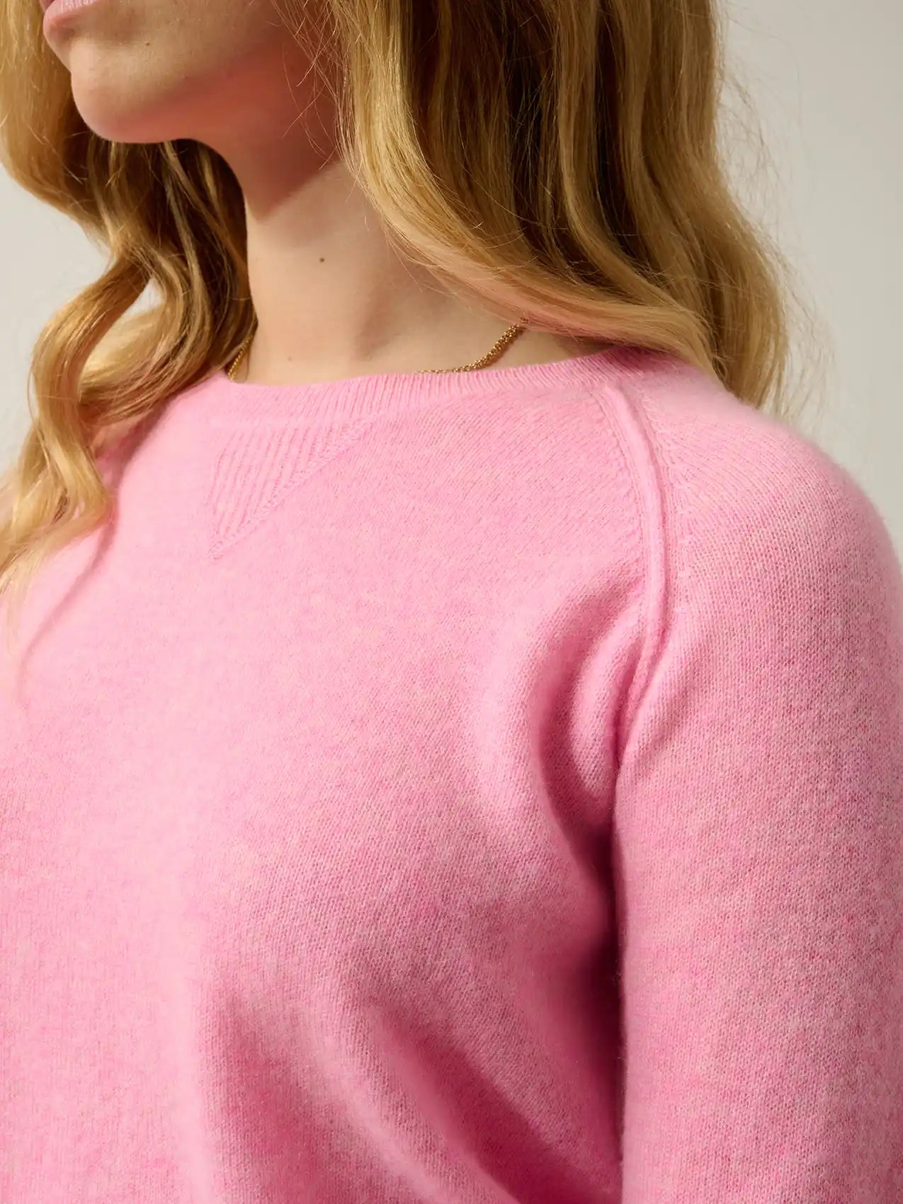 ETRET pullover rundhalsausschnitt rosa meliert neon