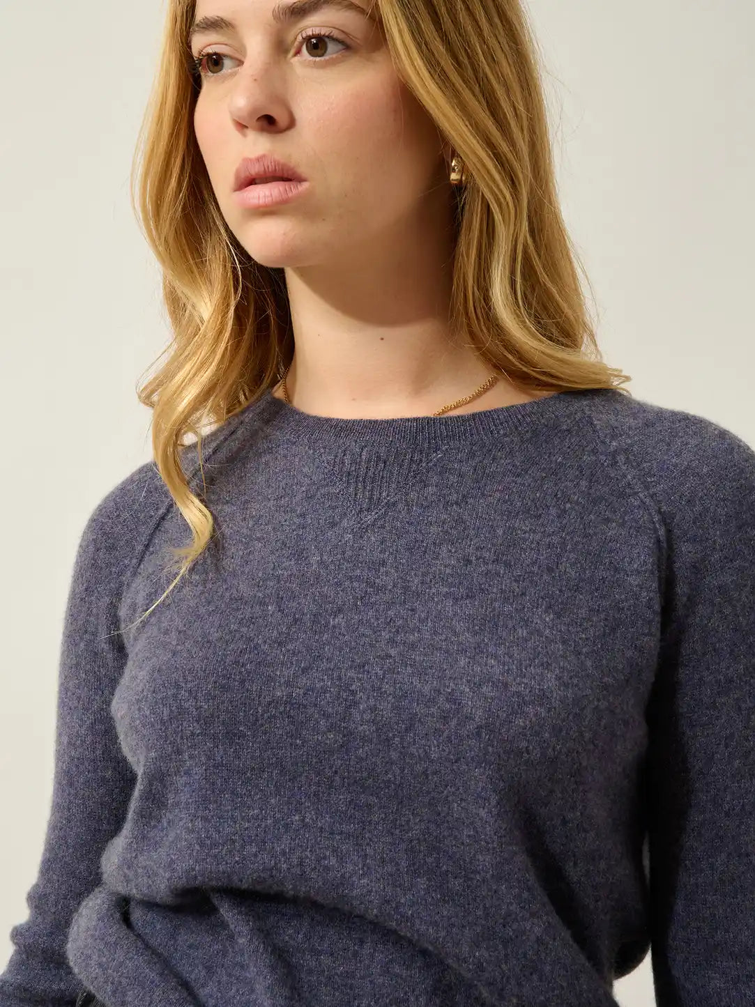 ETRET Pullover Rundhalsausschnitt Violett Grau meliert