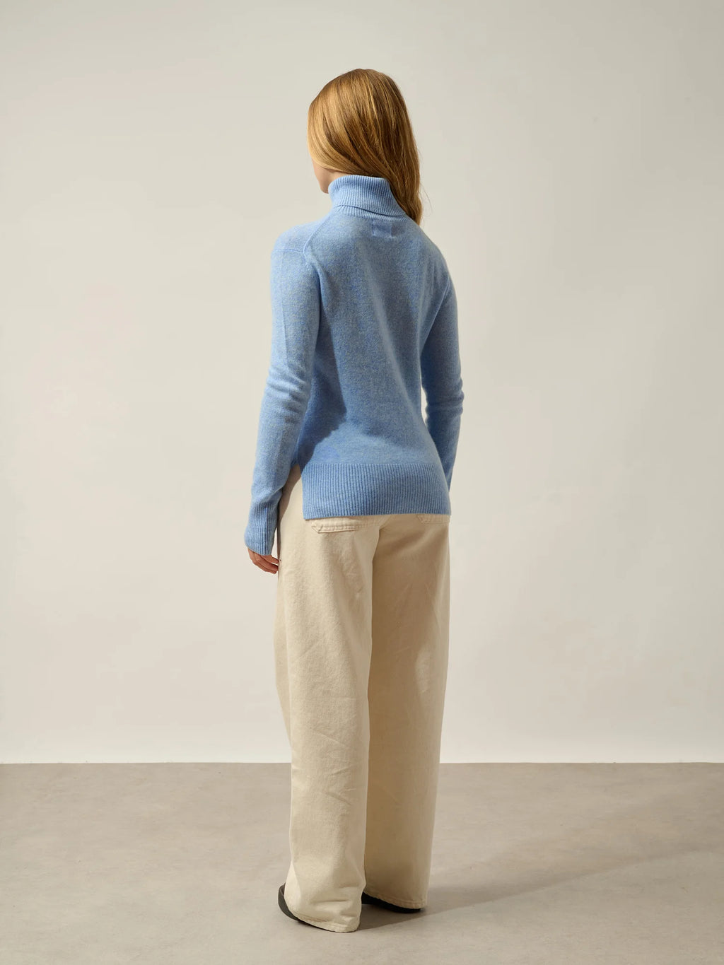 FORNET Pullover Rollkragen Babyblau meliert