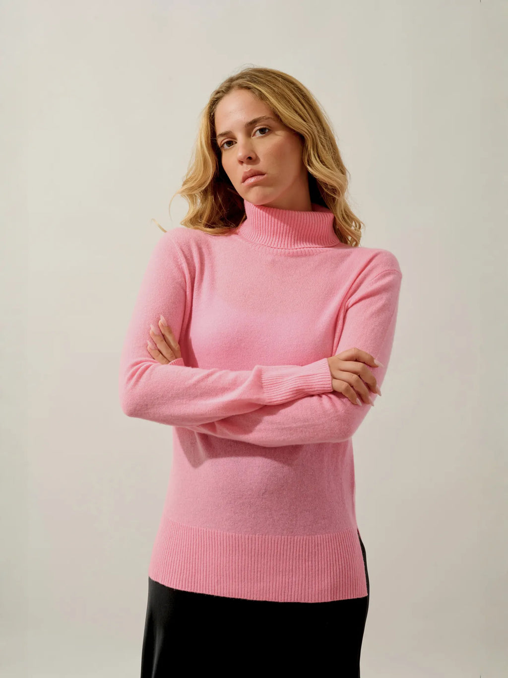 FORNET Pullover Rollkragen Rosa Bonbon