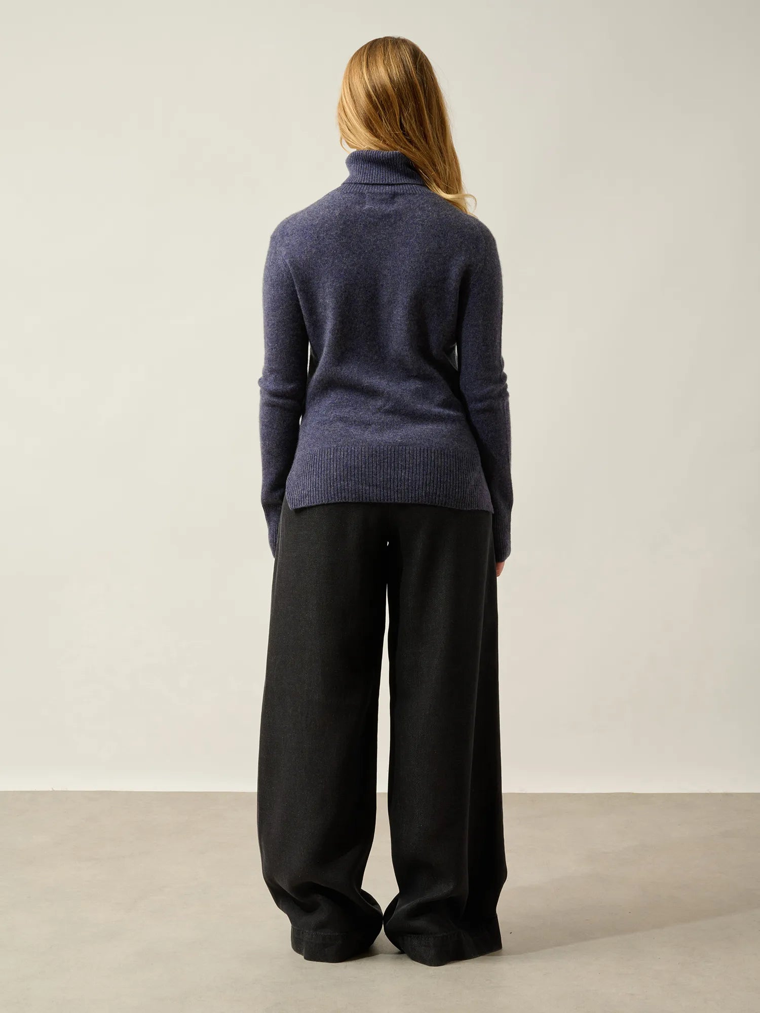FORNET Pullover Rollkragen Violett Grau meliert