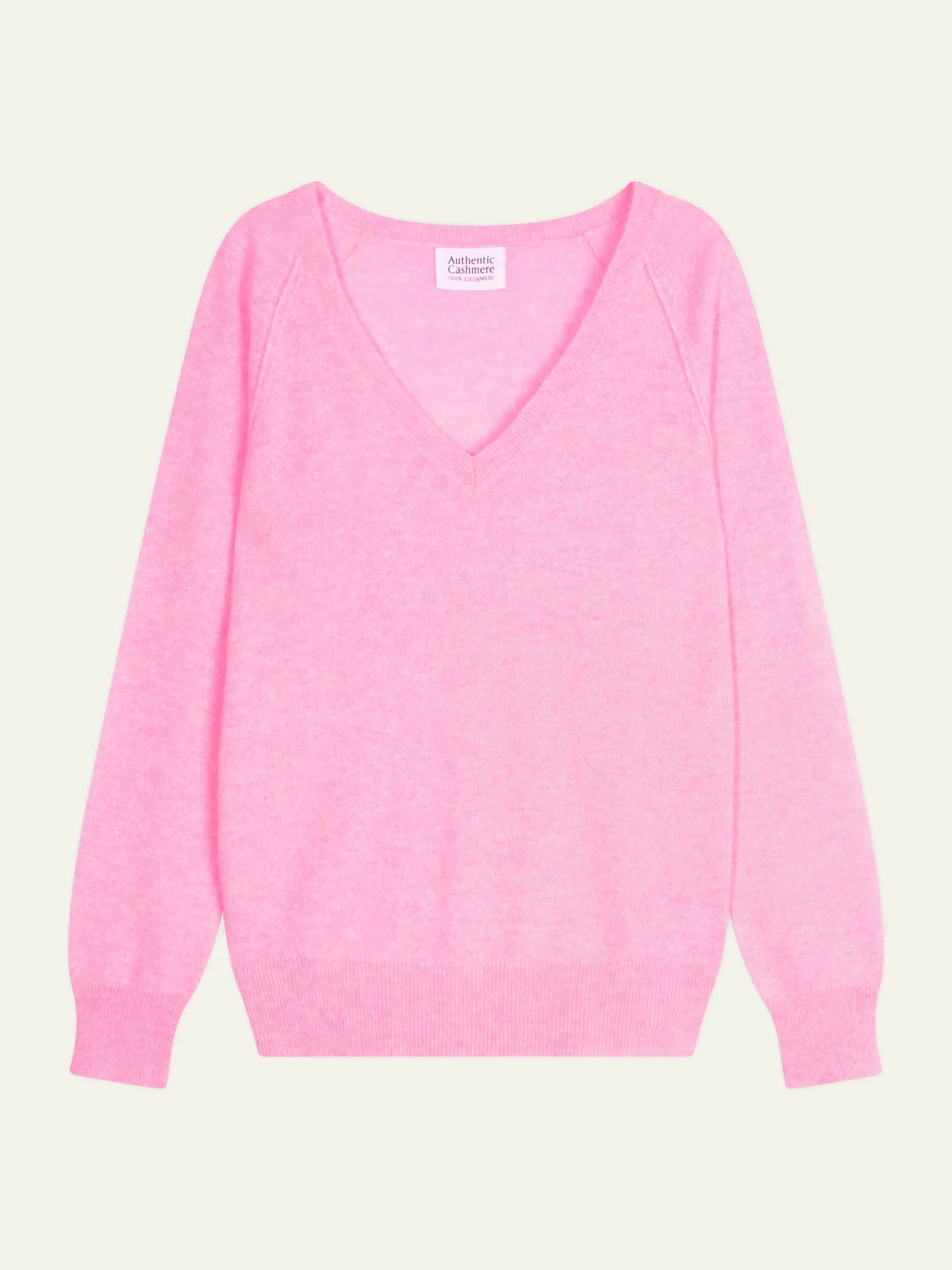 GIUSALET pull col V rose chiné fluo