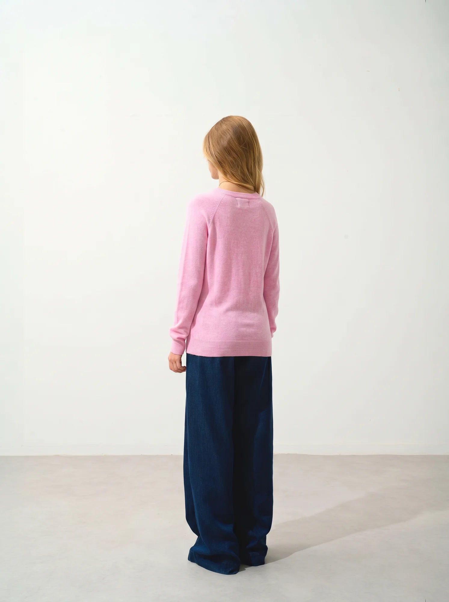 GIUSALET pull col V rose chiné fluo