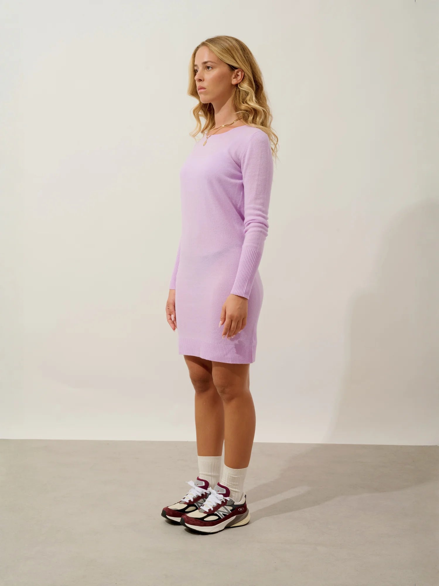 ARMET kleid rundhalsausschnitt guimauve