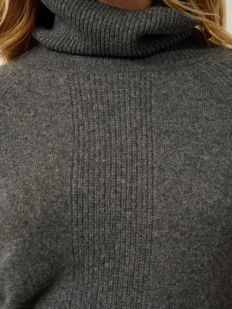 DOLCE pull col roulé anthracite chiné