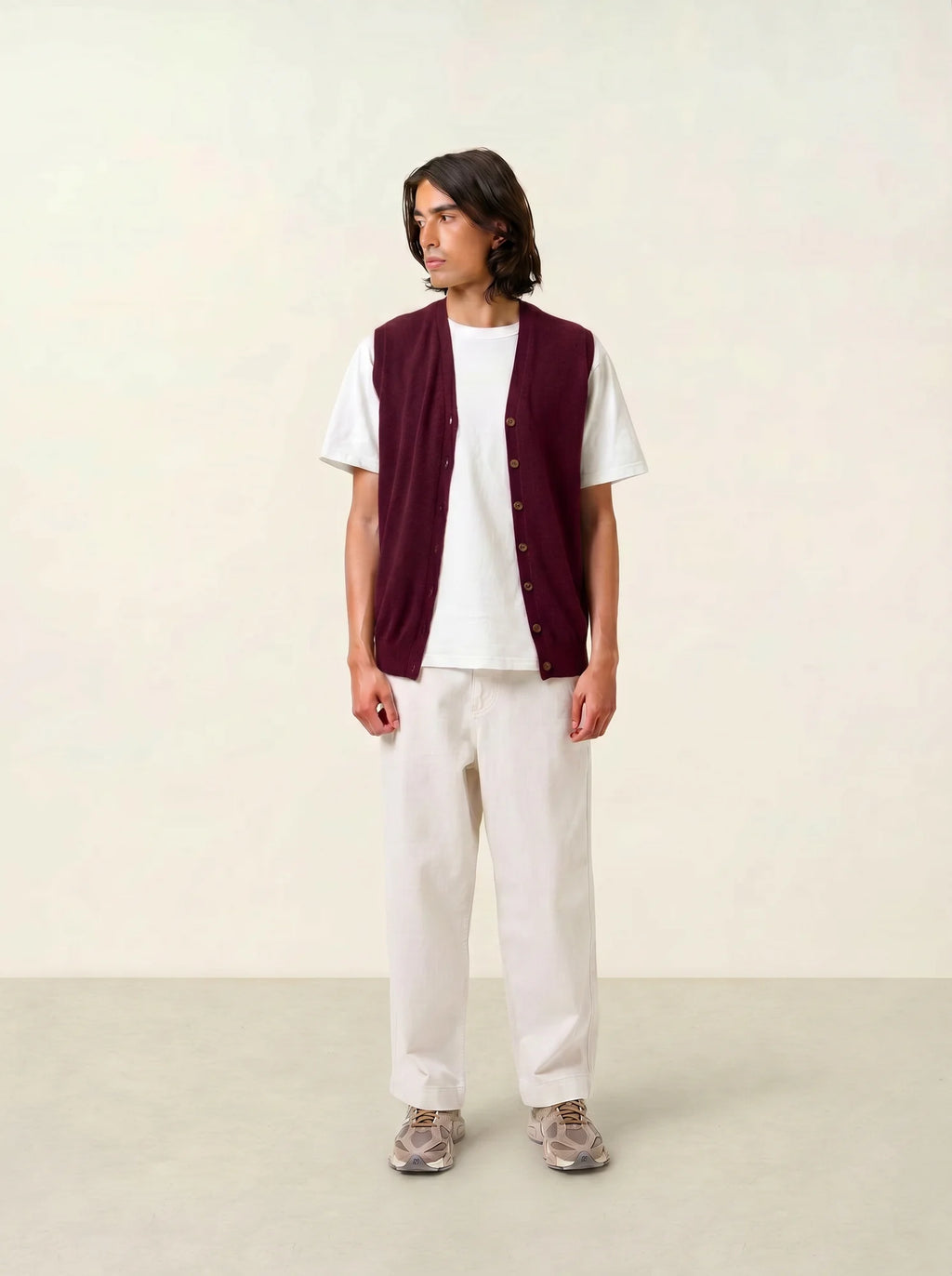 HUGO cardigan v-neck sleeveless burgundy