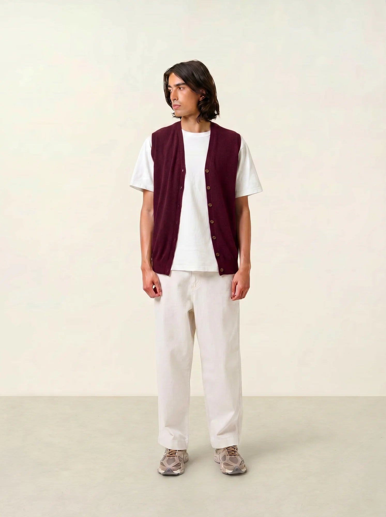HUGO cardigan v-neck sleeveless burgundy