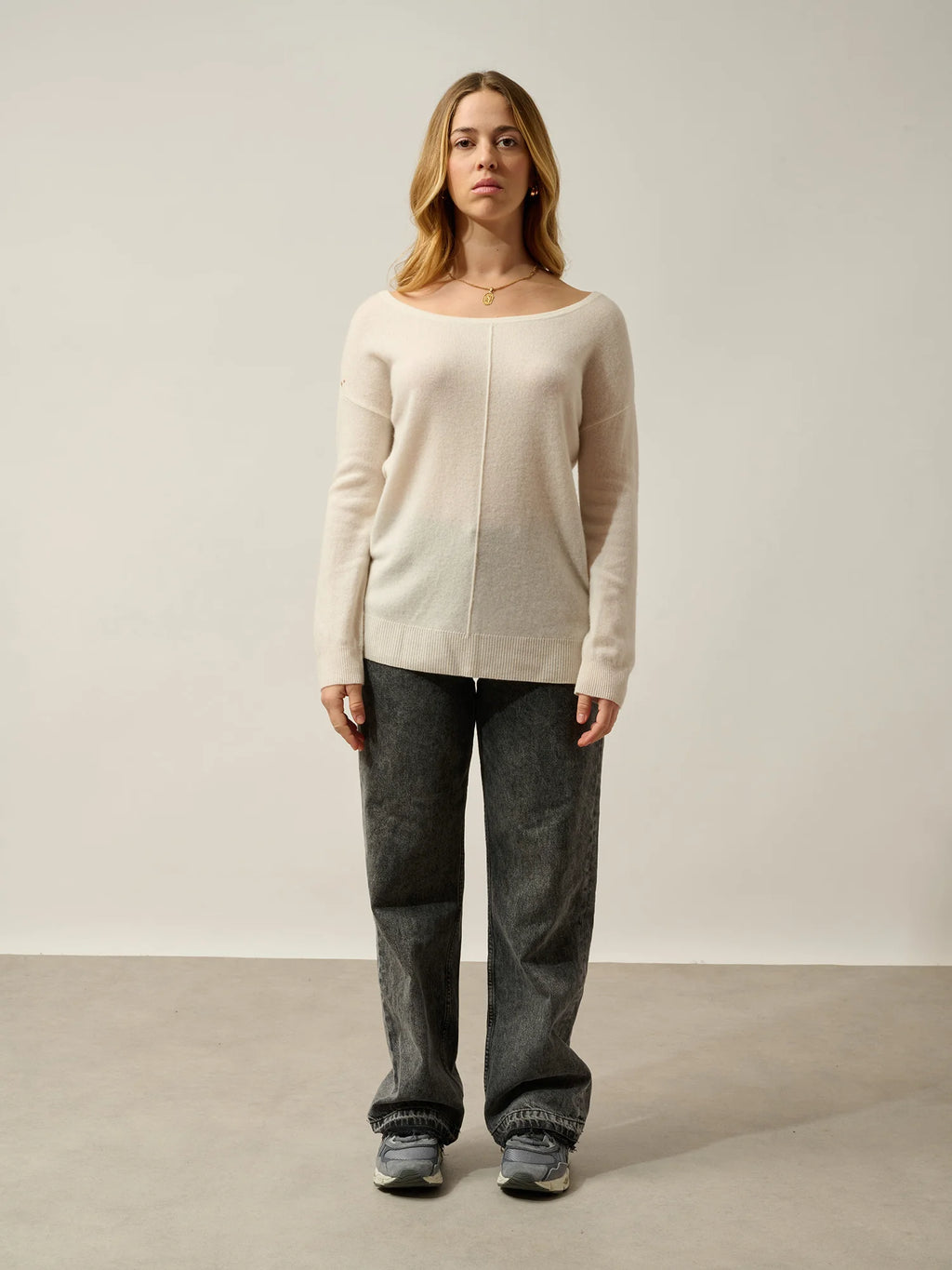 FARAUT Pullover U-Boot-Ausschnitt Elfenbein
