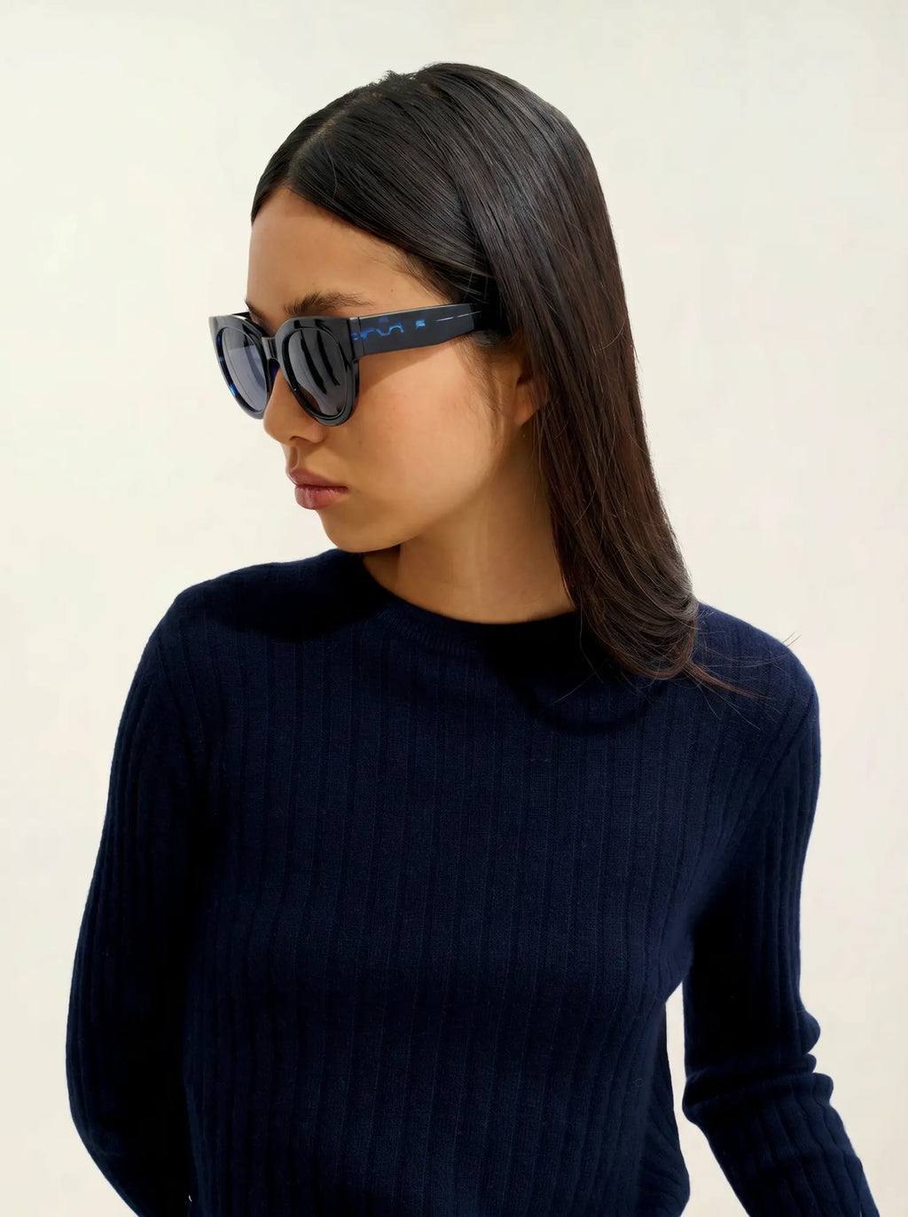 BELLA pull col rond bleu marine