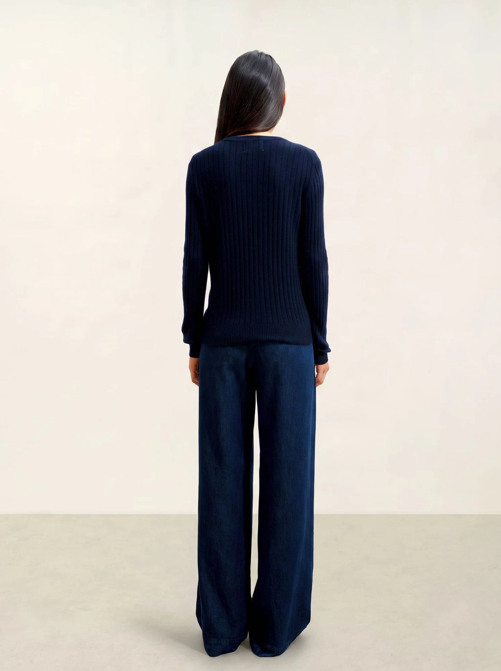 BELLA pull col rond bleu marine