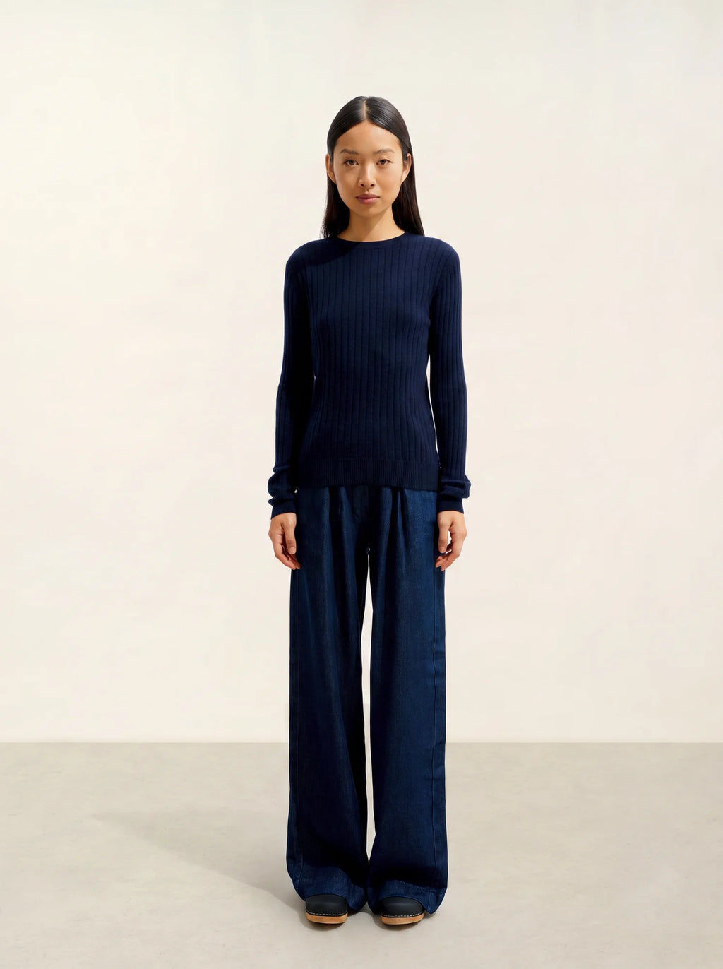 BELLA pull col rond bleu marine