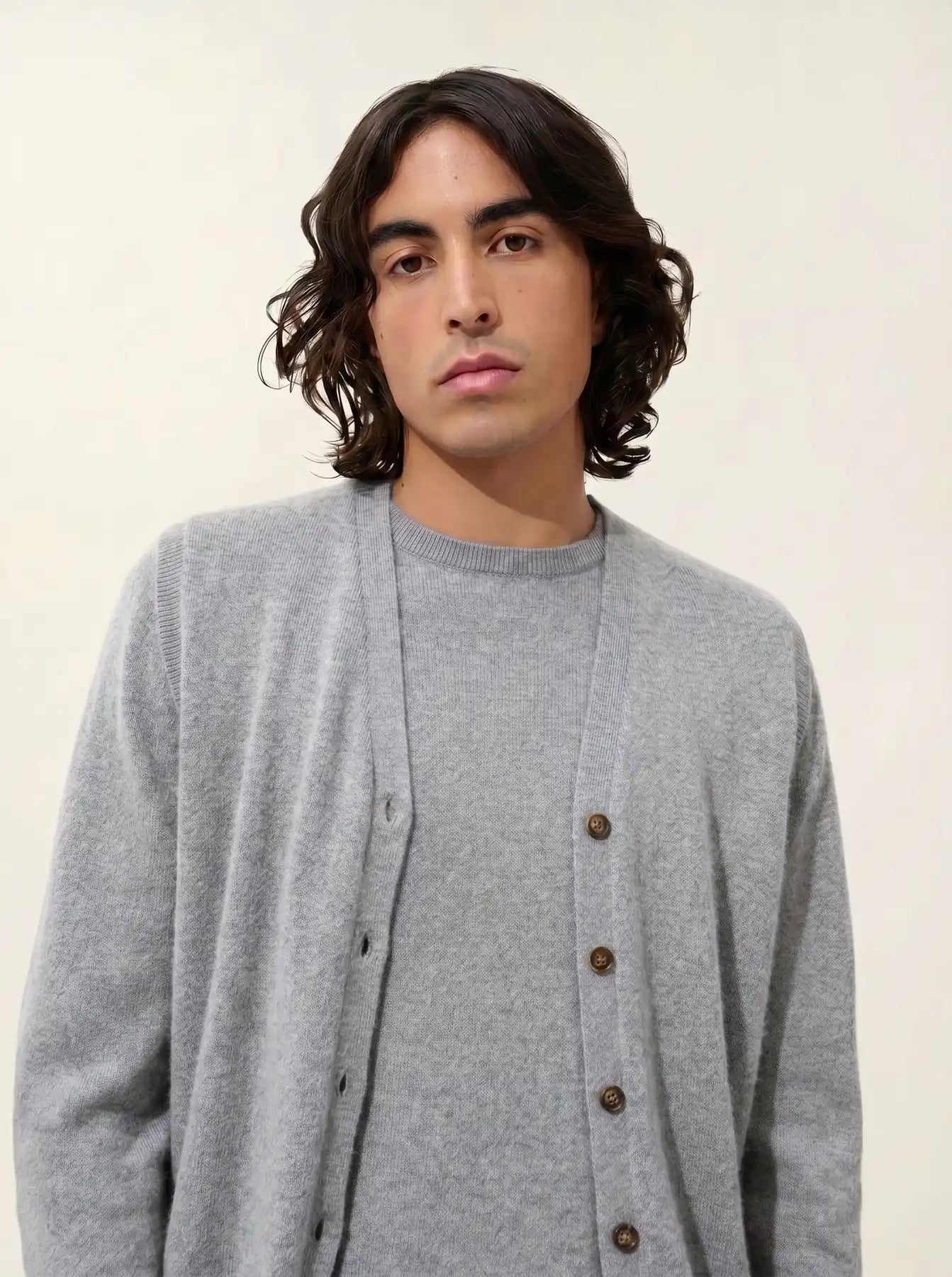 HUGO cardigan v-neck sleeveless heather cloud