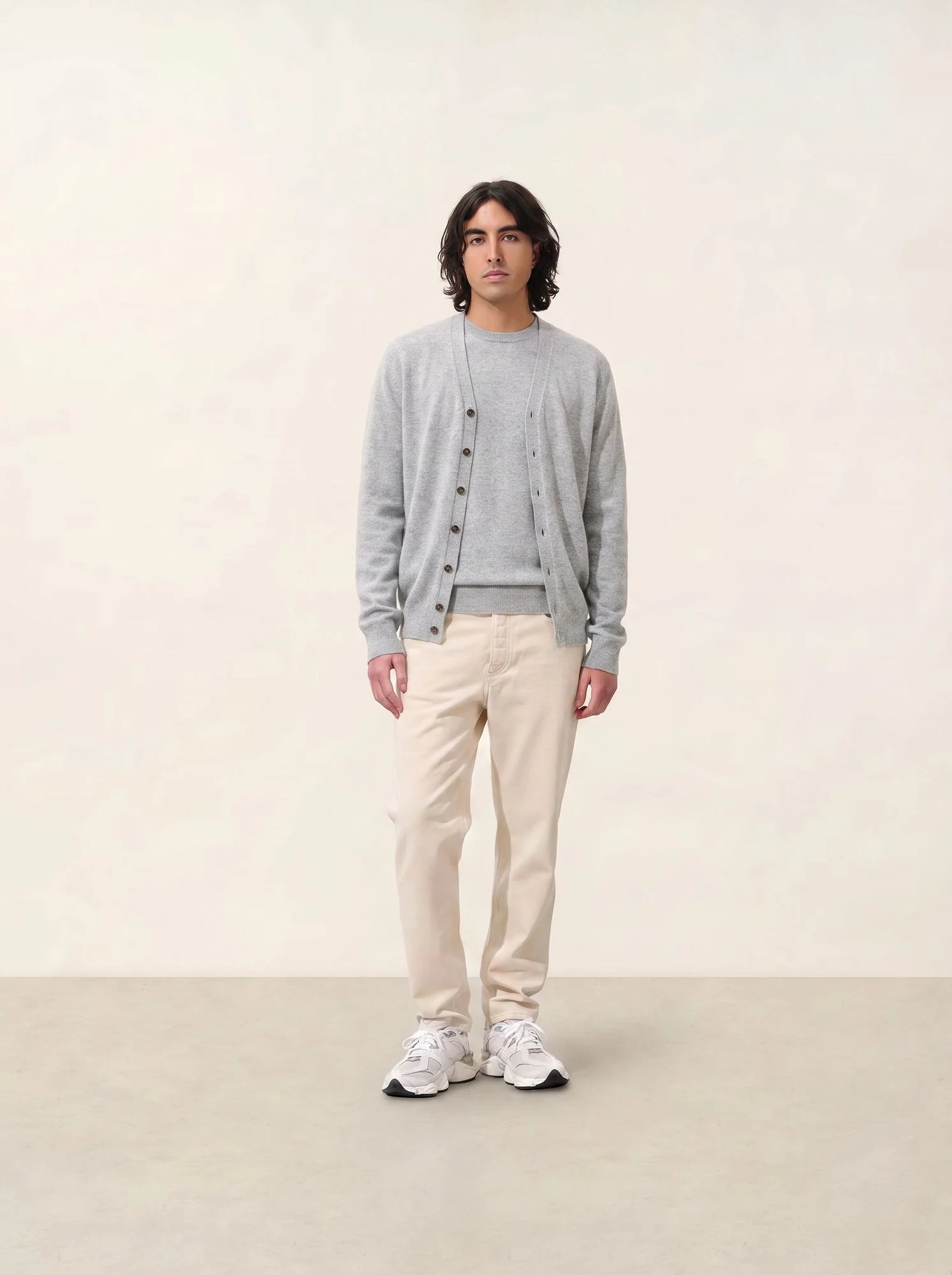 HUGO cardigan v-neck sleeveless heather cloud
