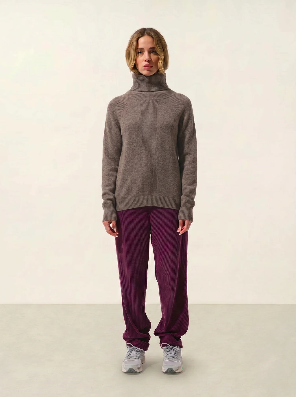 DOLCE Pullover Rollkragen Taupe und Altrosa