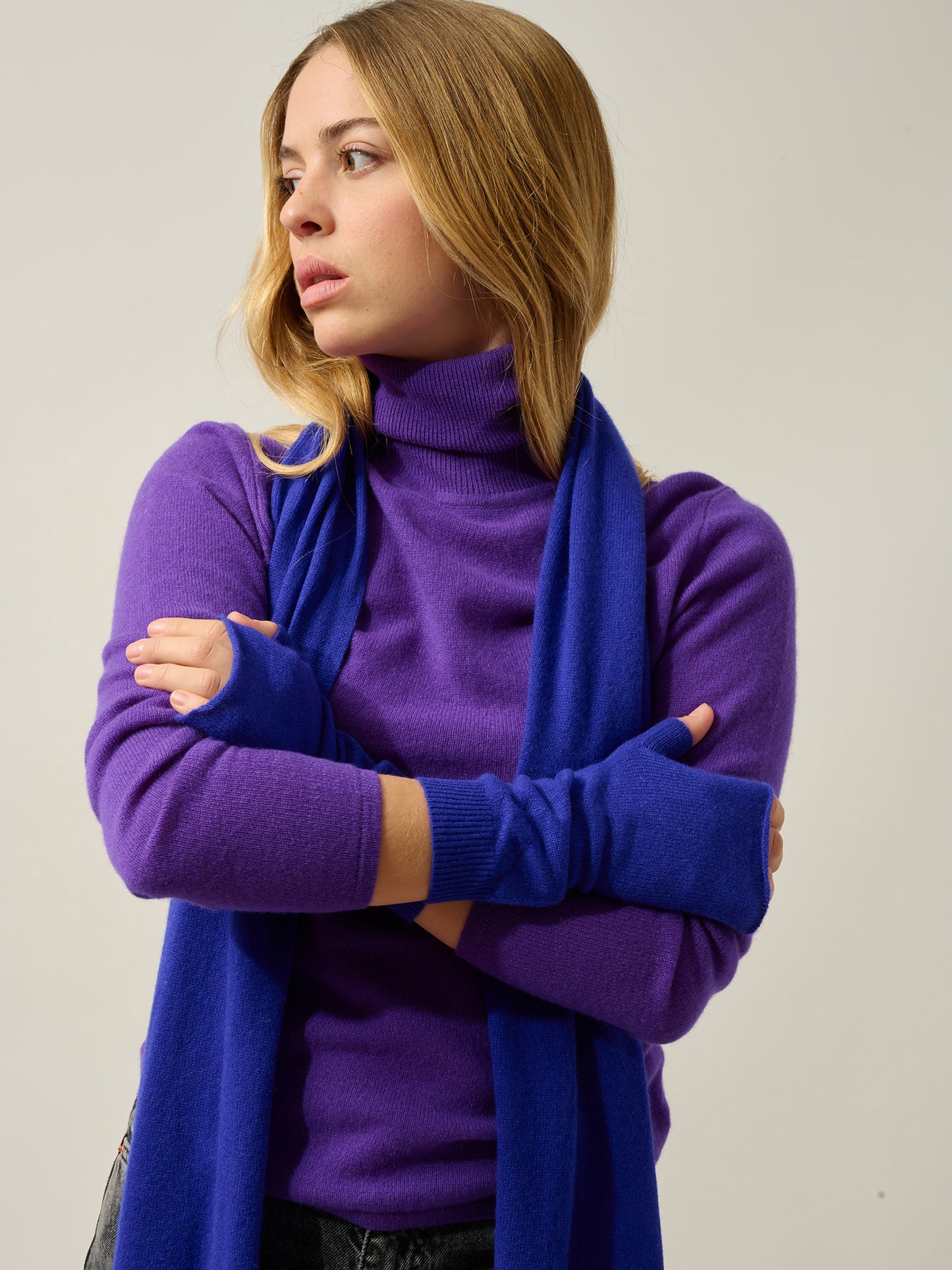 SERRE mitaines indigo 100% cachemire