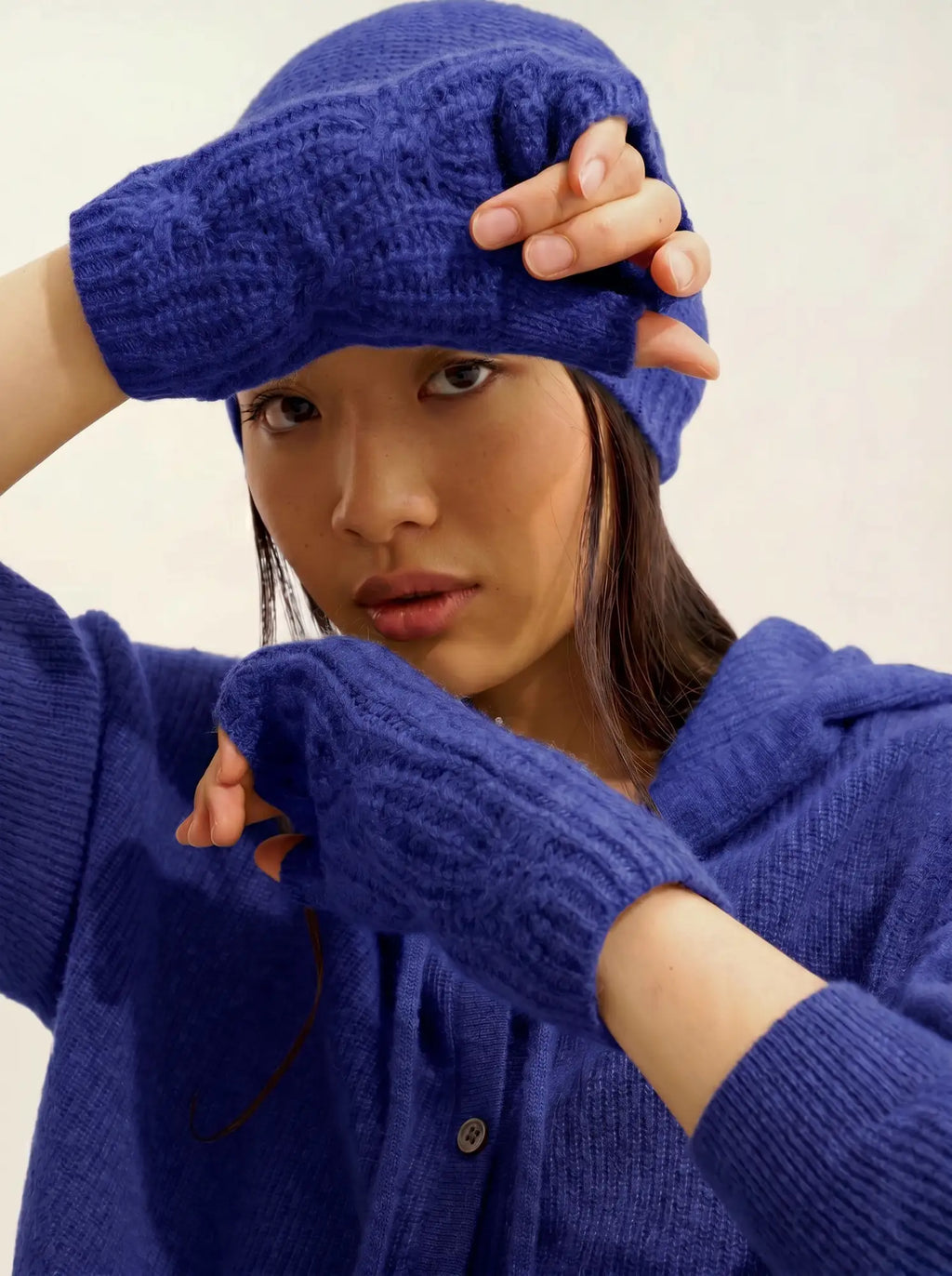 IRIS fingerlose handschuhe 6-fädig indigo