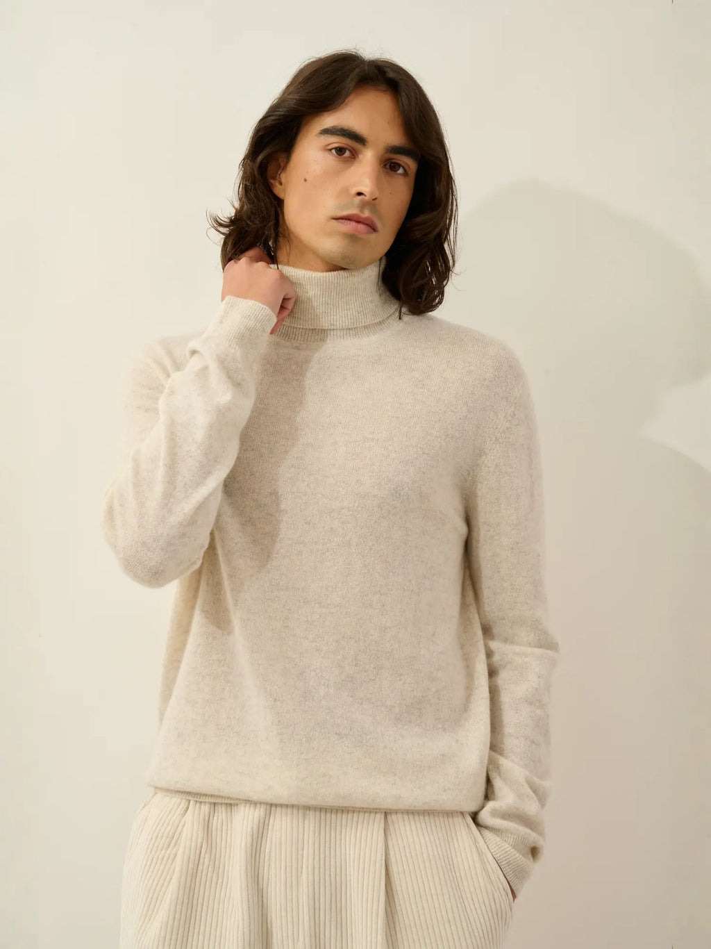 BANGE pull col roulé gris perle chiné