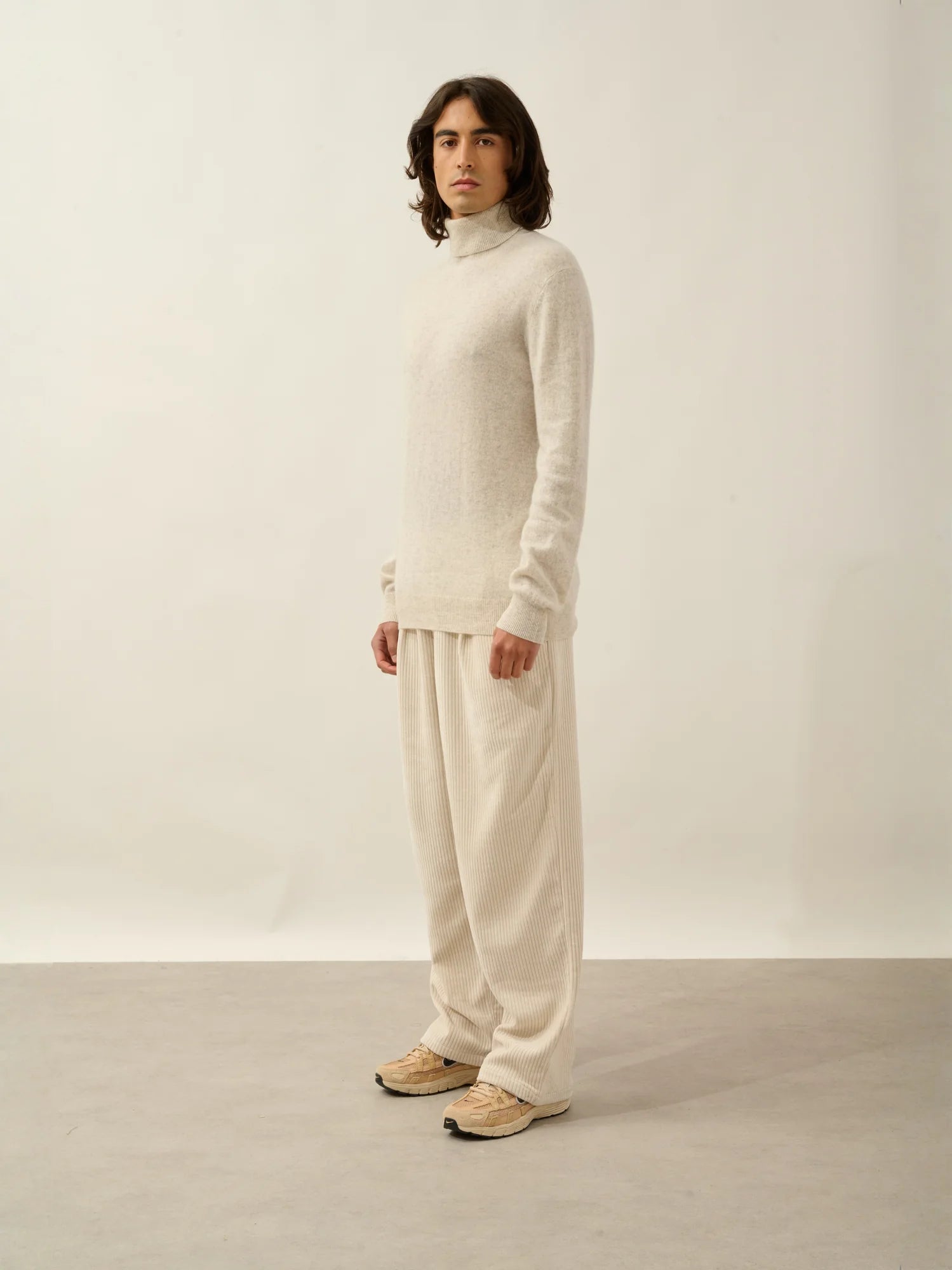 BANGE pull col roulé gris perle chiné