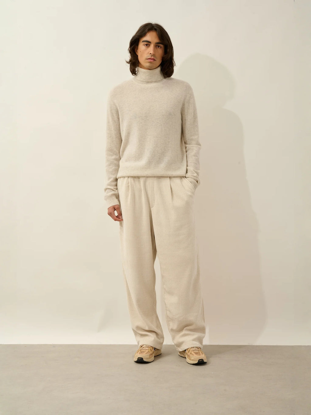 BANGE pull col roulé gris perle chiné