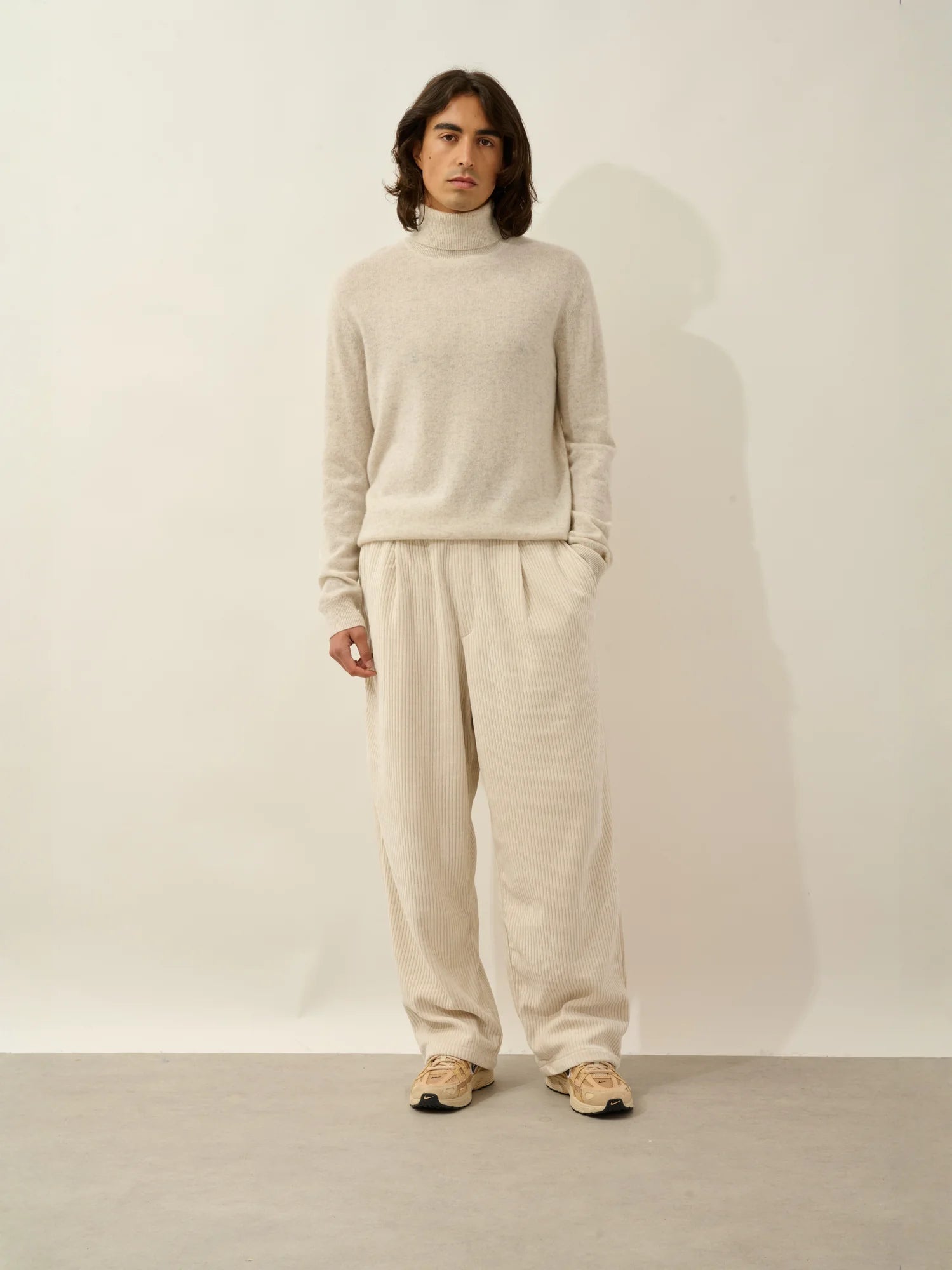 BANGE pull col roulé gris perle chiné