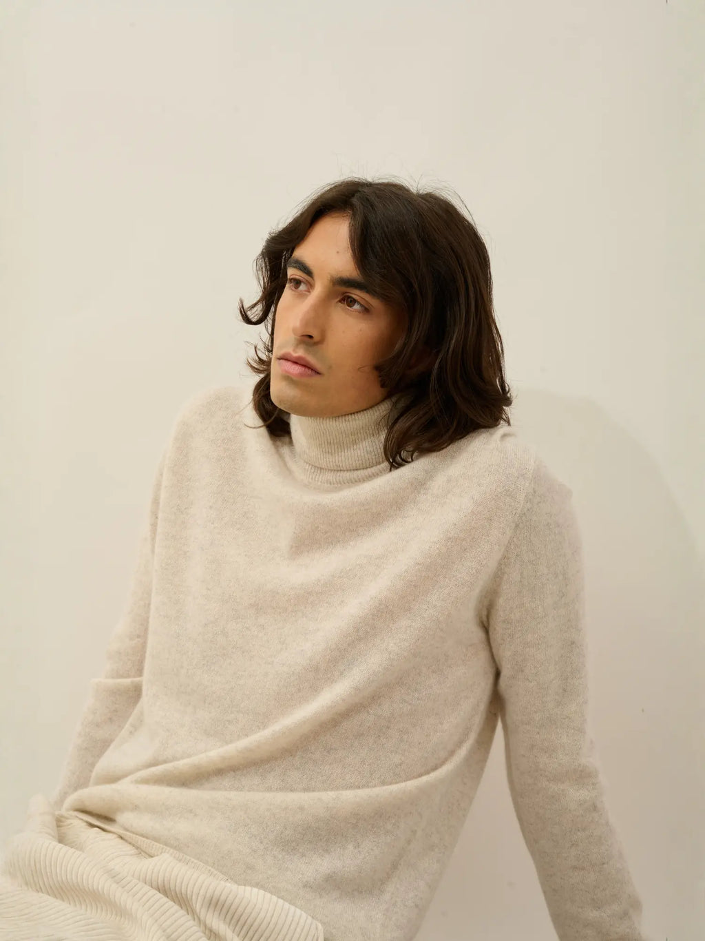 BANGE pull col roulé gris perle chiné