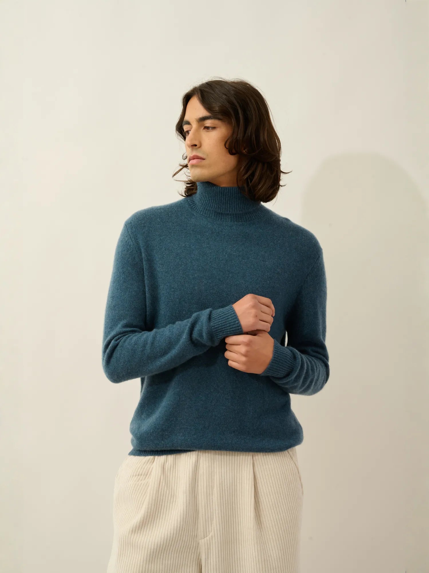 MARTIN sweater turtleneck 4 ply heather teal green