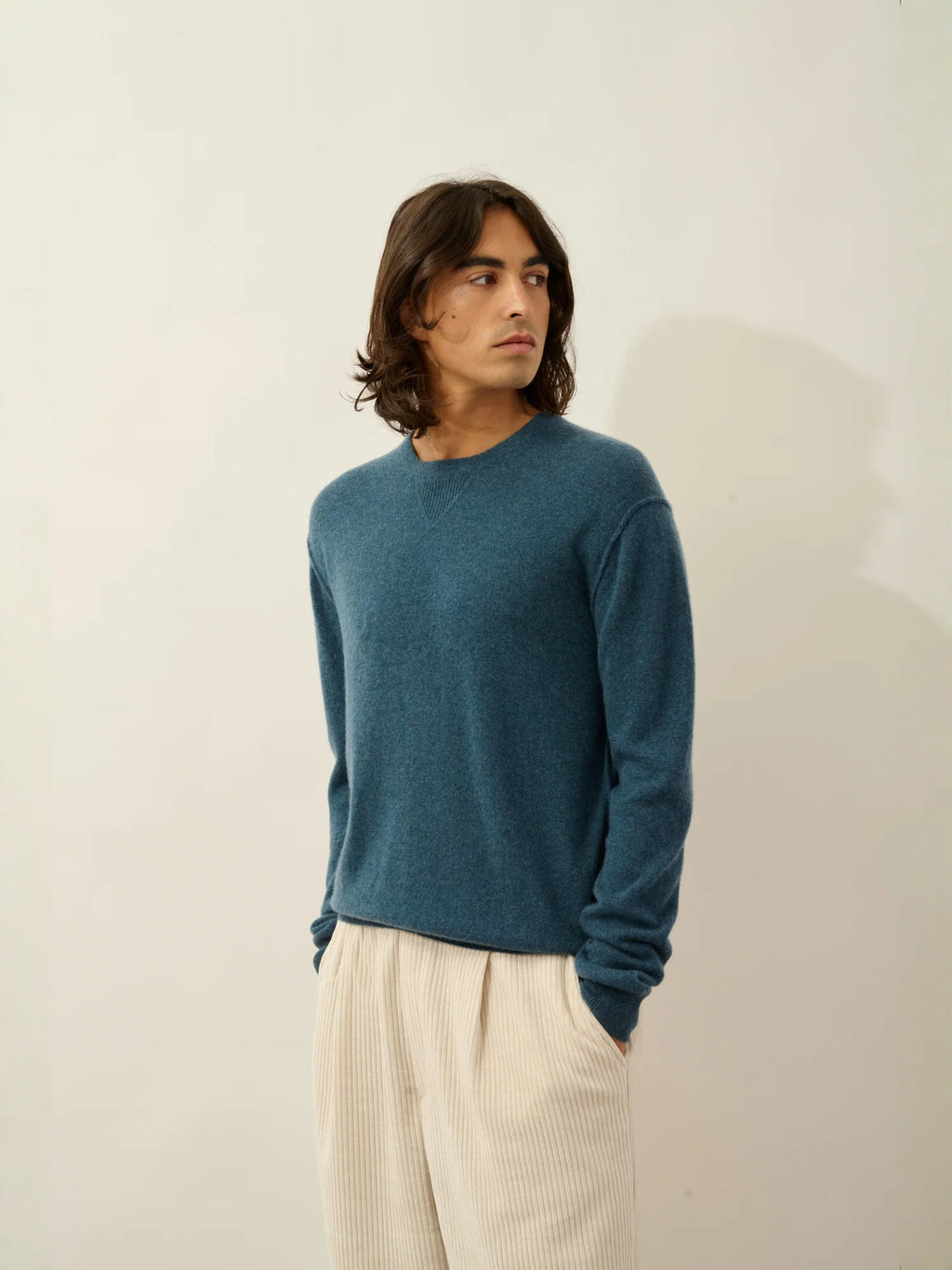 NOLAN sweater crew neck heather teal green