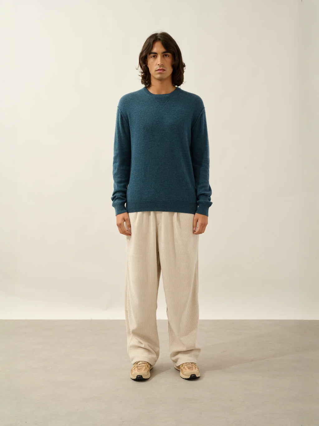 NOLAN sweater crew neck heather teal green