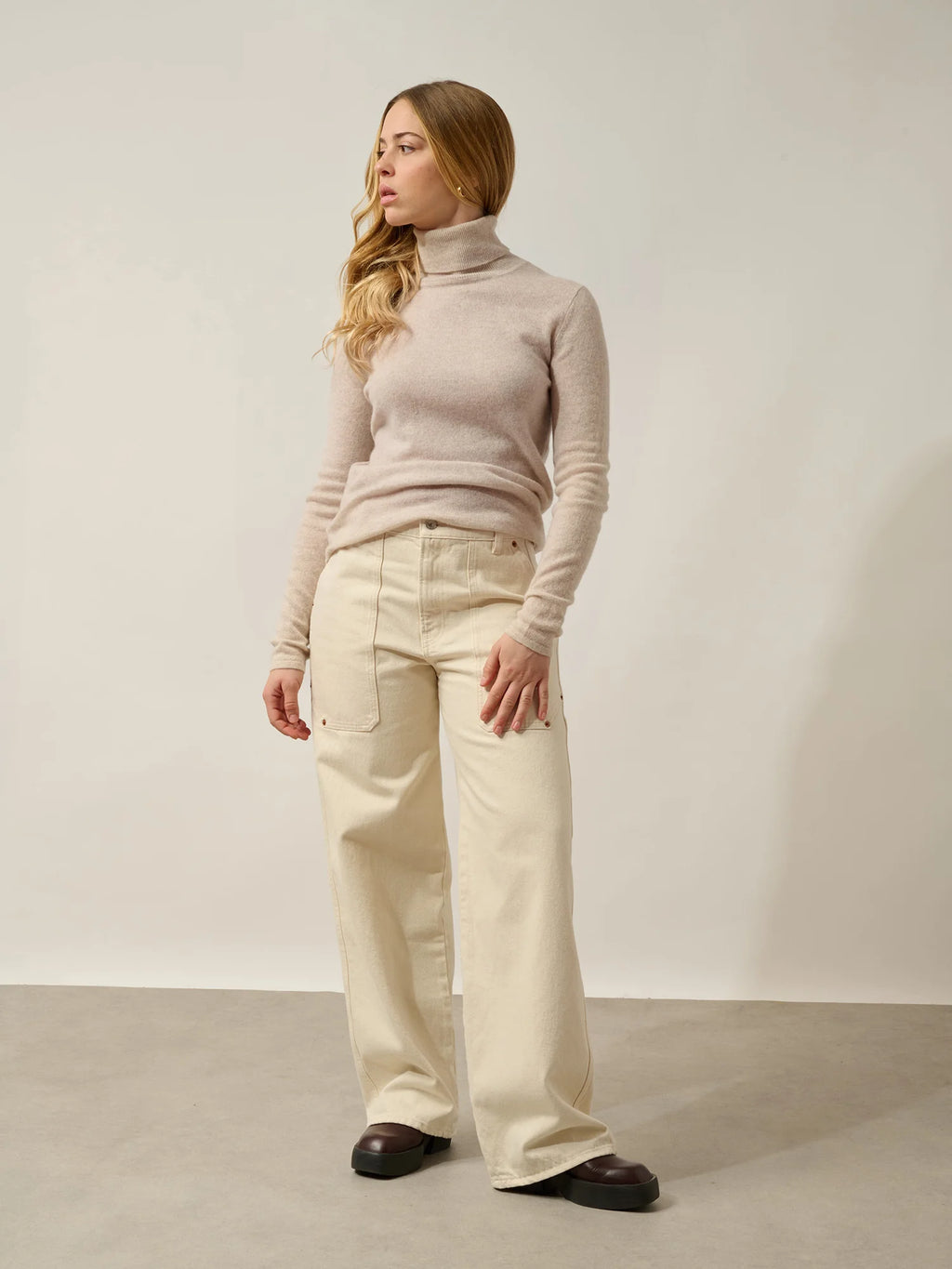 BISE Pullover Rollkragen Beige meliert