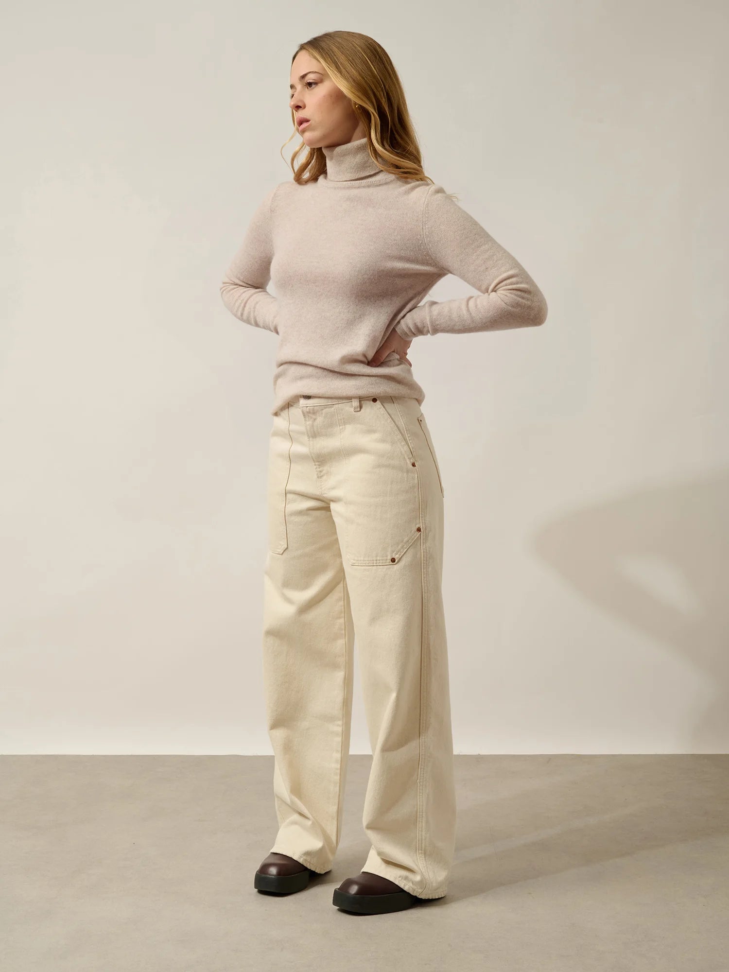 BISE Pullover Rollkragen Beige meliert