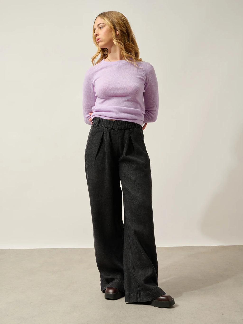 ECRIN pull col rond mauve