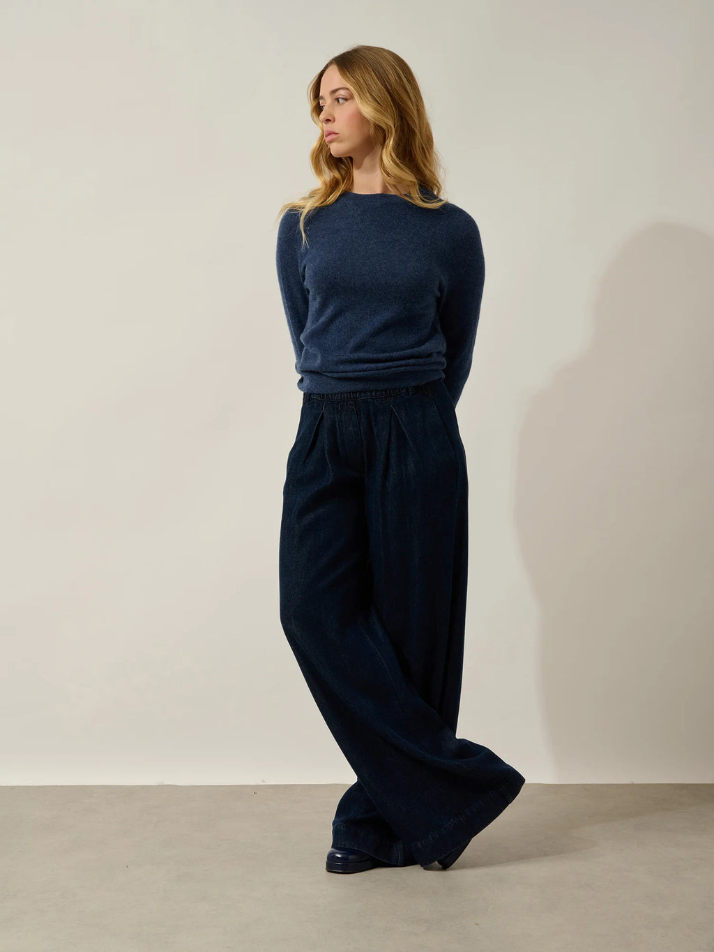 ECRIN Pullover Rundhalsausschnitt Ozeanblau meliert