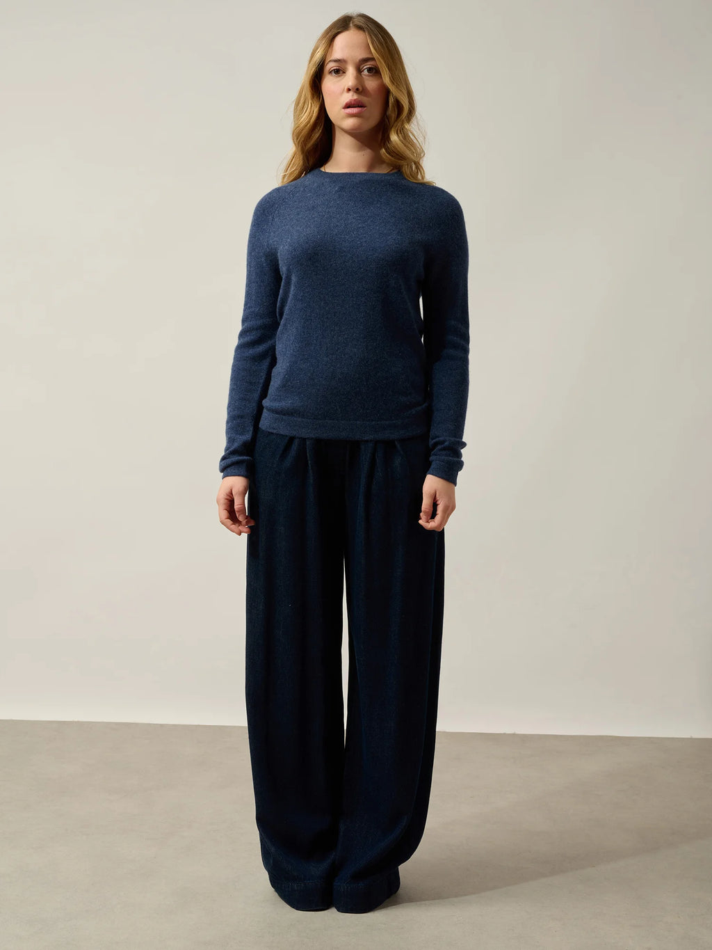 ECRIN Pullover Rundhalsausschnitt Ozeanblau meliert