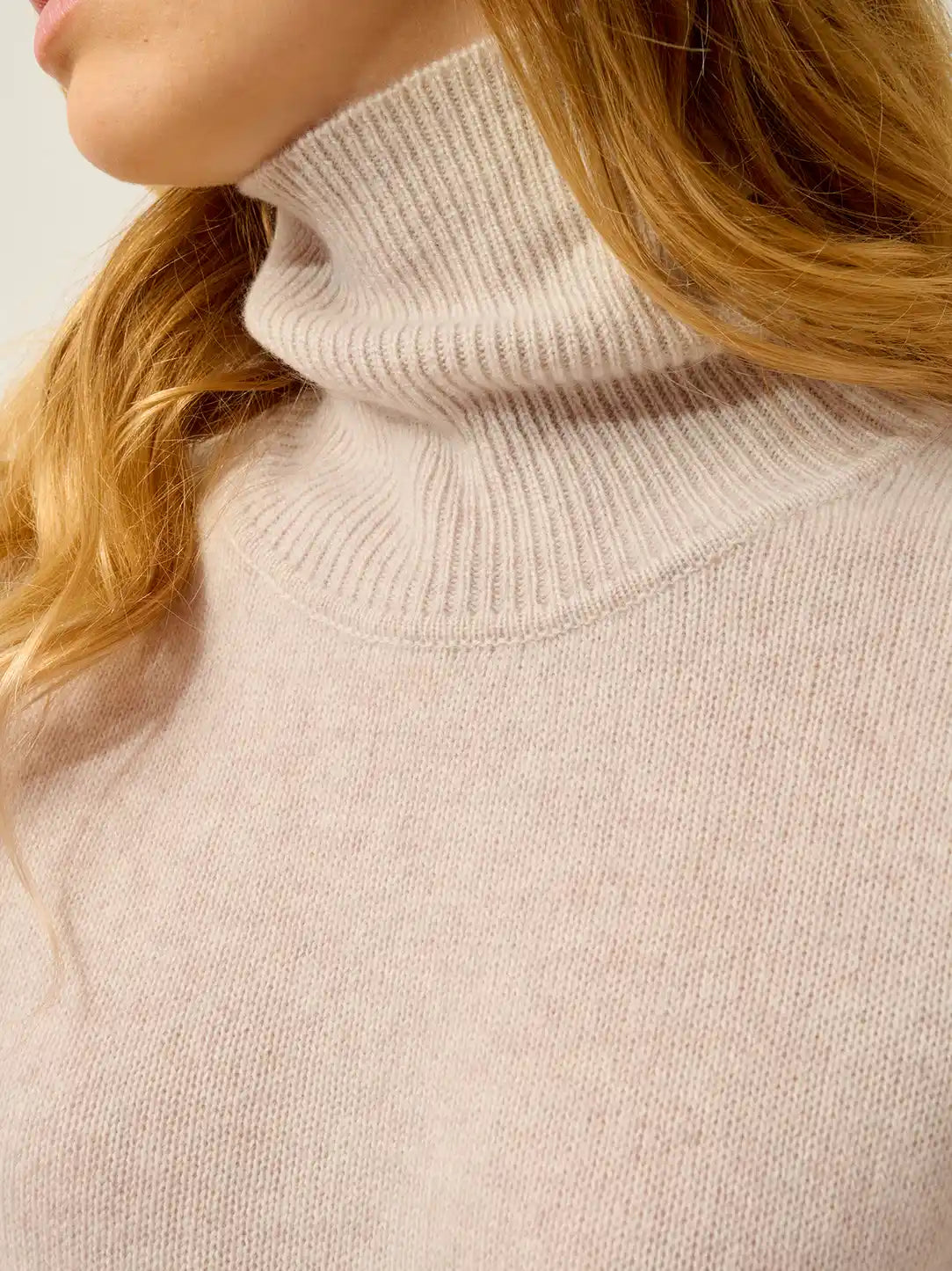 TED pull col roulé 4 fils beige chiné
