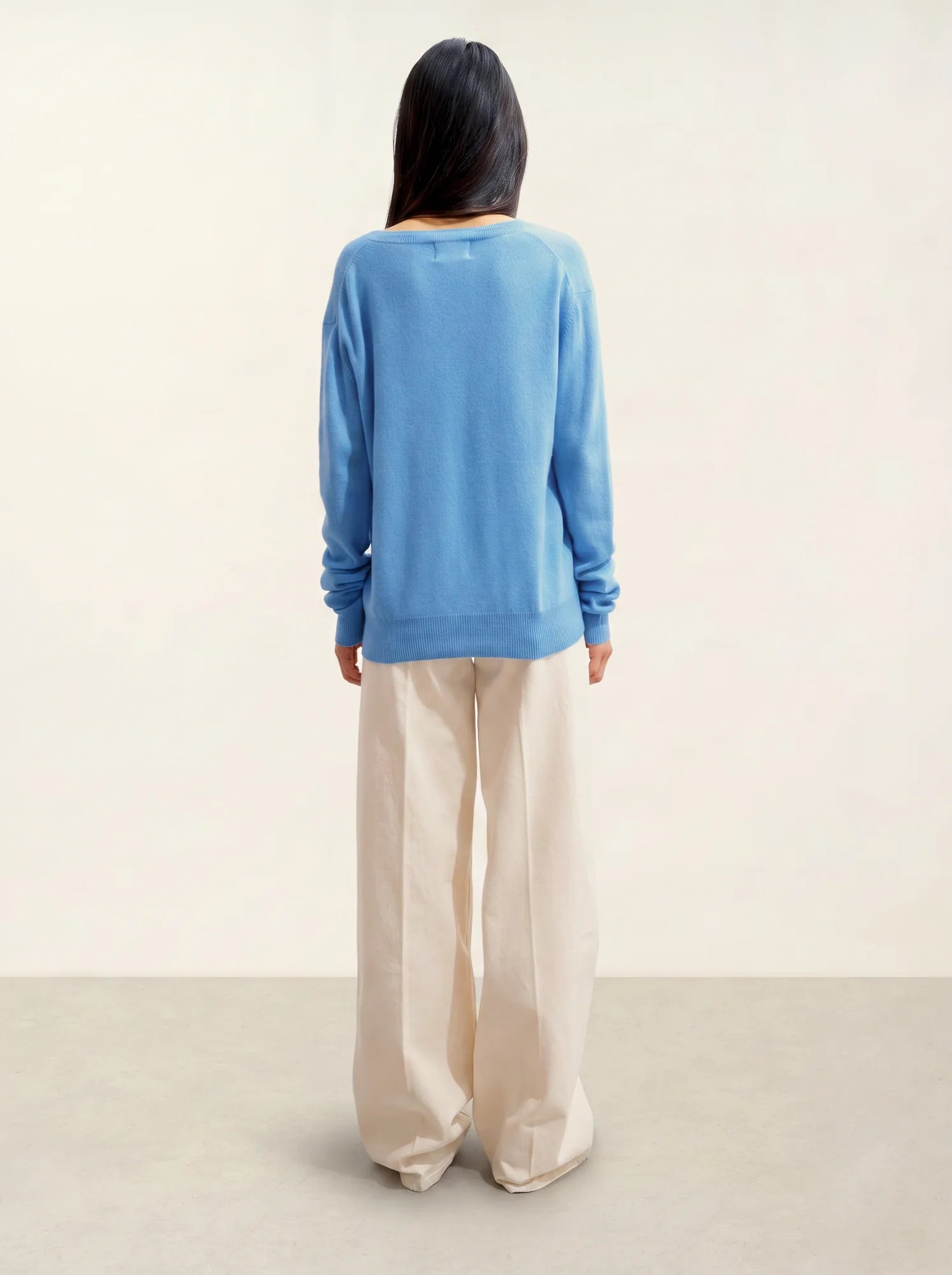 GARDORIA Pullover V-Ausschnitt Babyblau