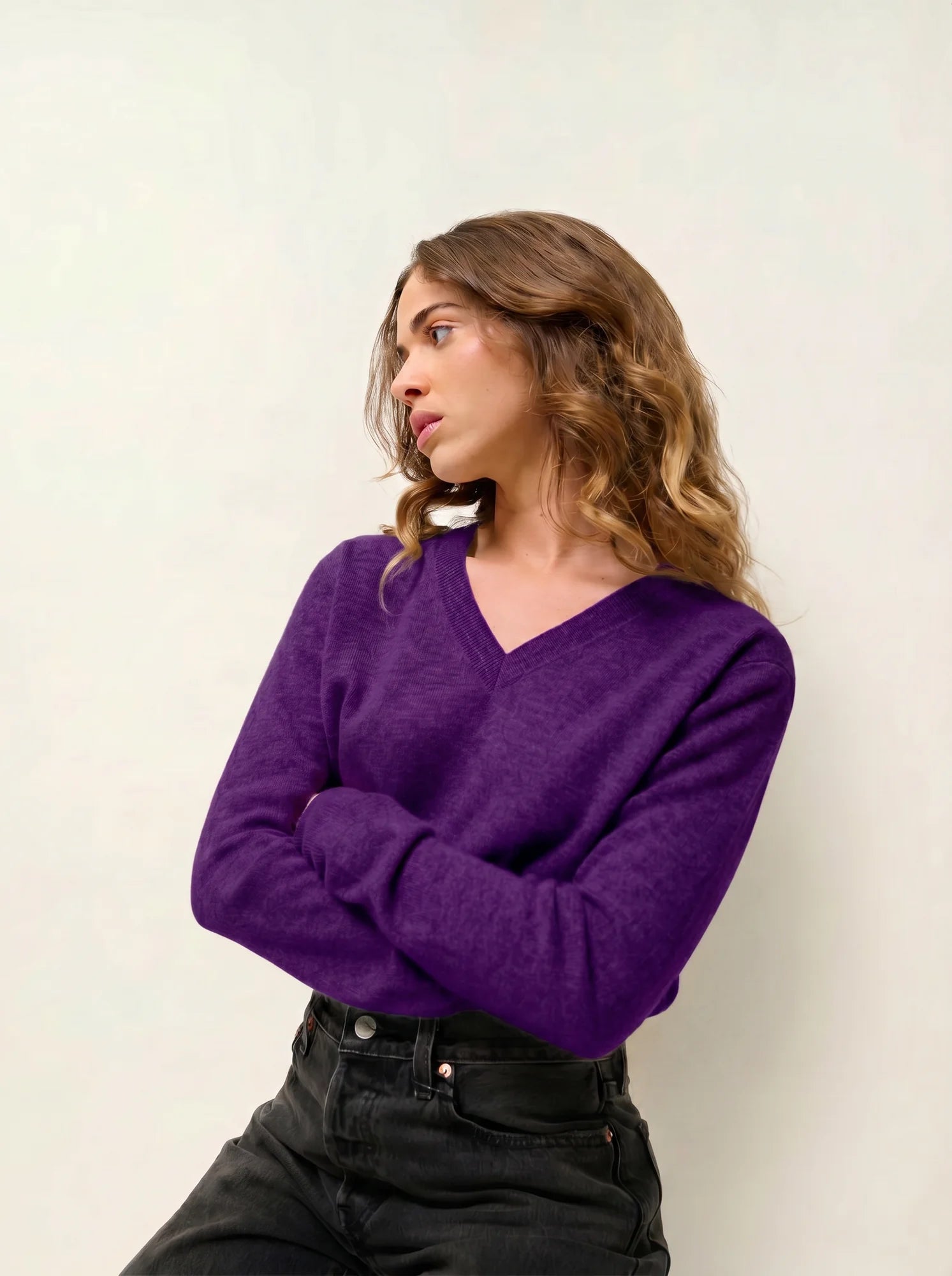 GARDORIA pull col V violette